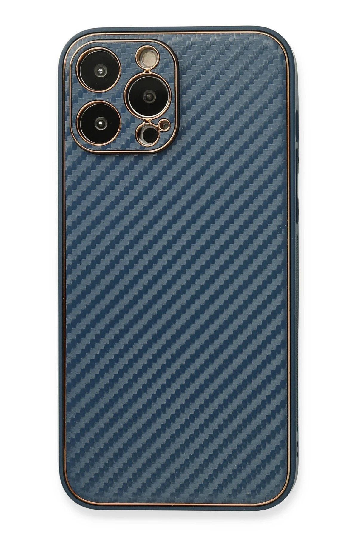 CepteToptan Newface iPhone 13 Pro Kılıf Coco Karbon Silikon - Mavi