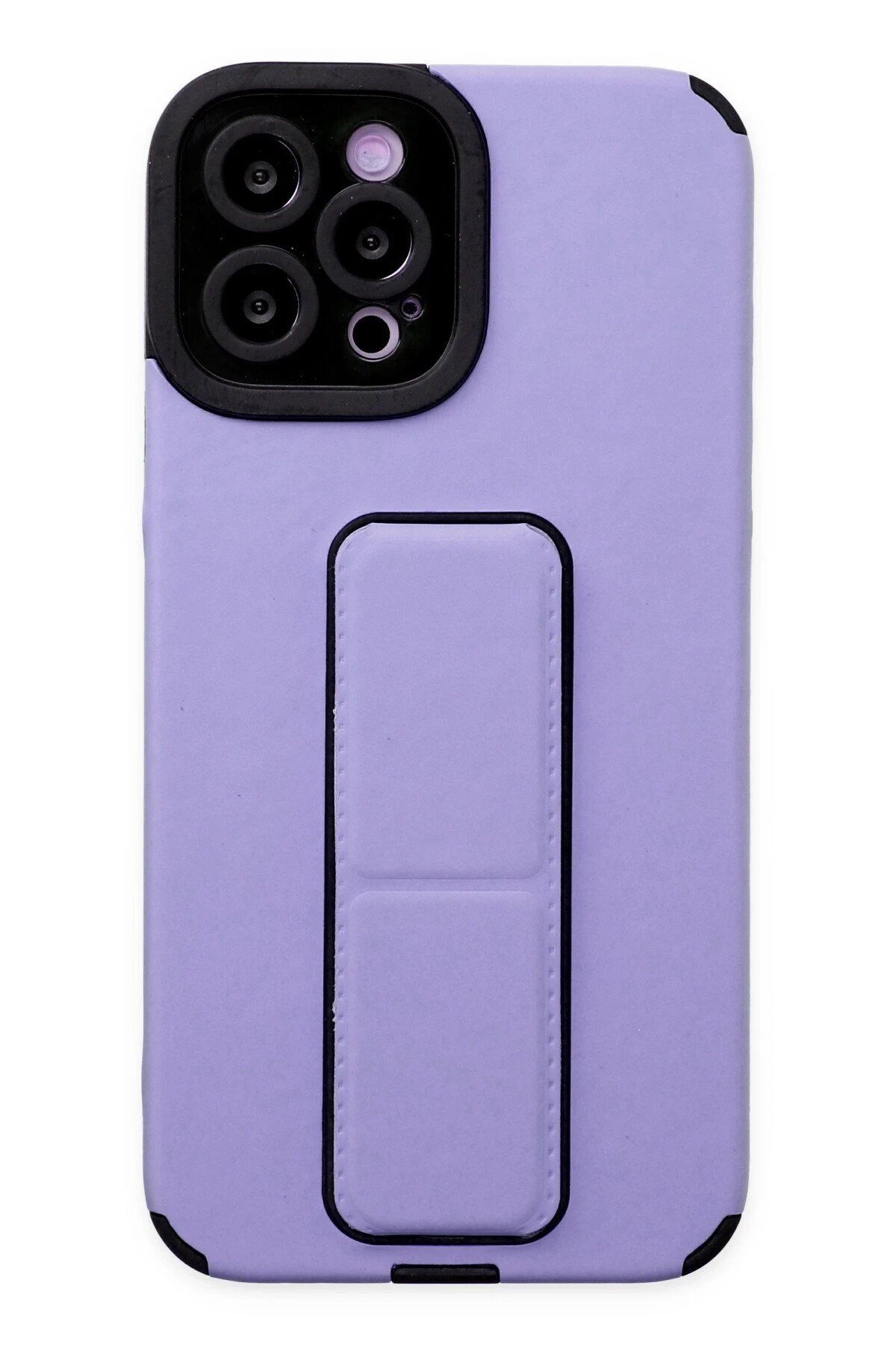 CepteToptan Newface iPhone 12 Pro Max Kılıf Mega Standlı Silikon - Lila