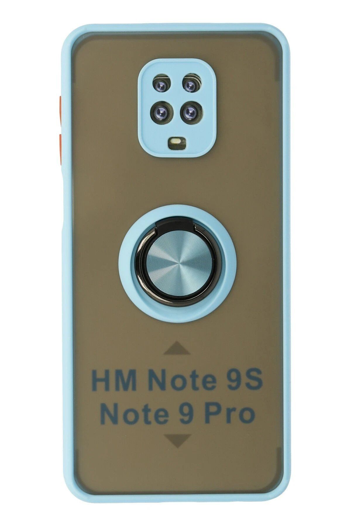 CepteToptan Newface Xiaomi Redmi Note 9 Pro Kılıf Montreal Yüzüklü Silikon Kapak - Buz Mavi
