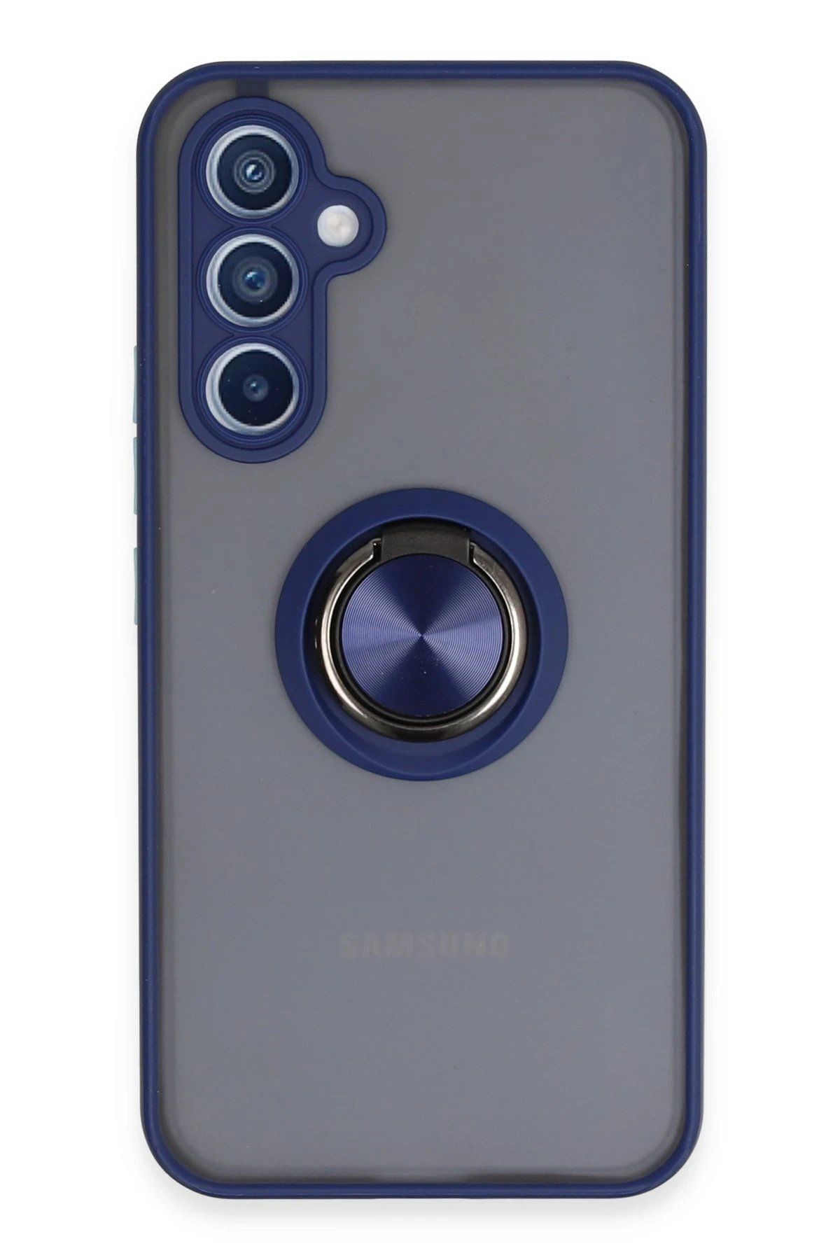 CepteToptan Newface Samsung Galaxy A34 5G Kılıf Montreal Yüzüklü Silikon Kapak - Lacivert