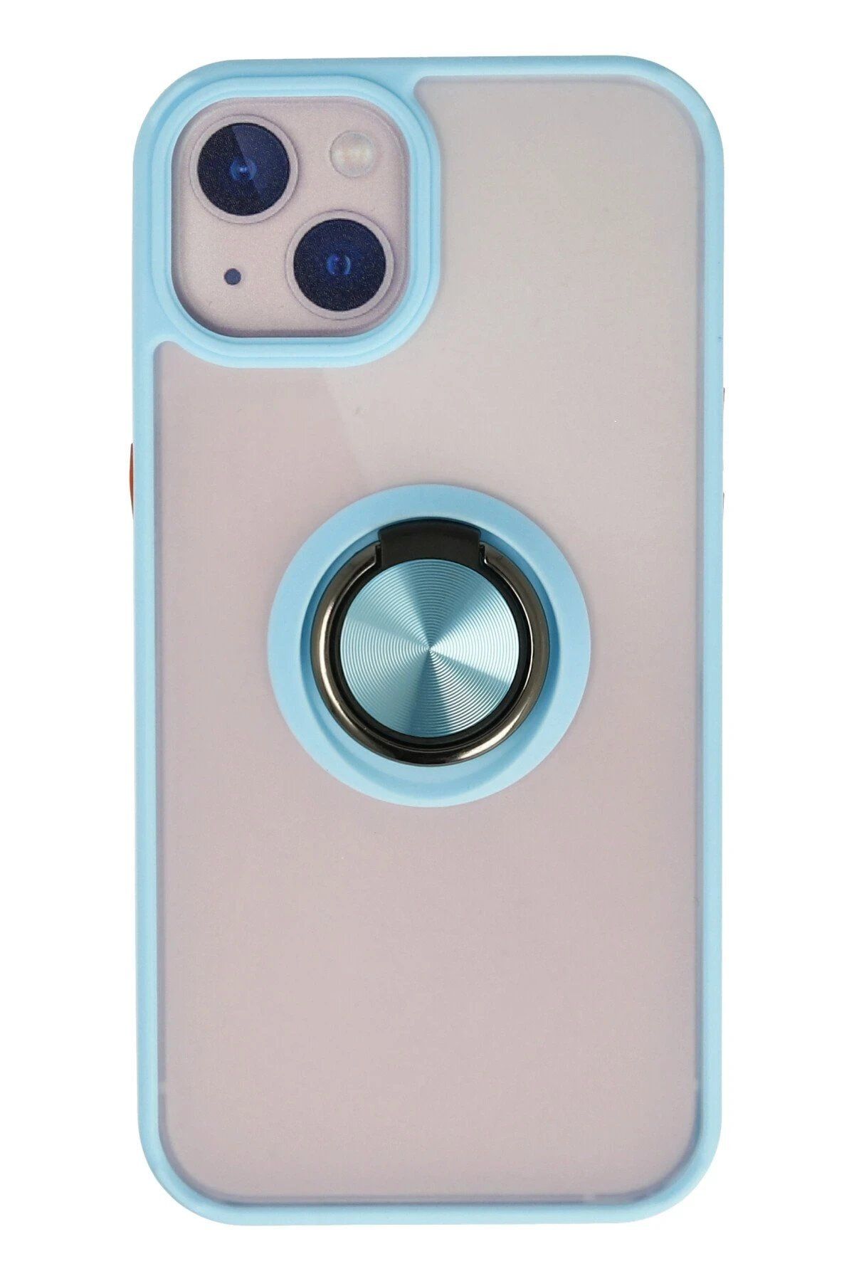 Toptan Bulurum Newface iPhone 15 Kılıf Montreal Yüzüklü Silikon Kapak - Buz Mavi