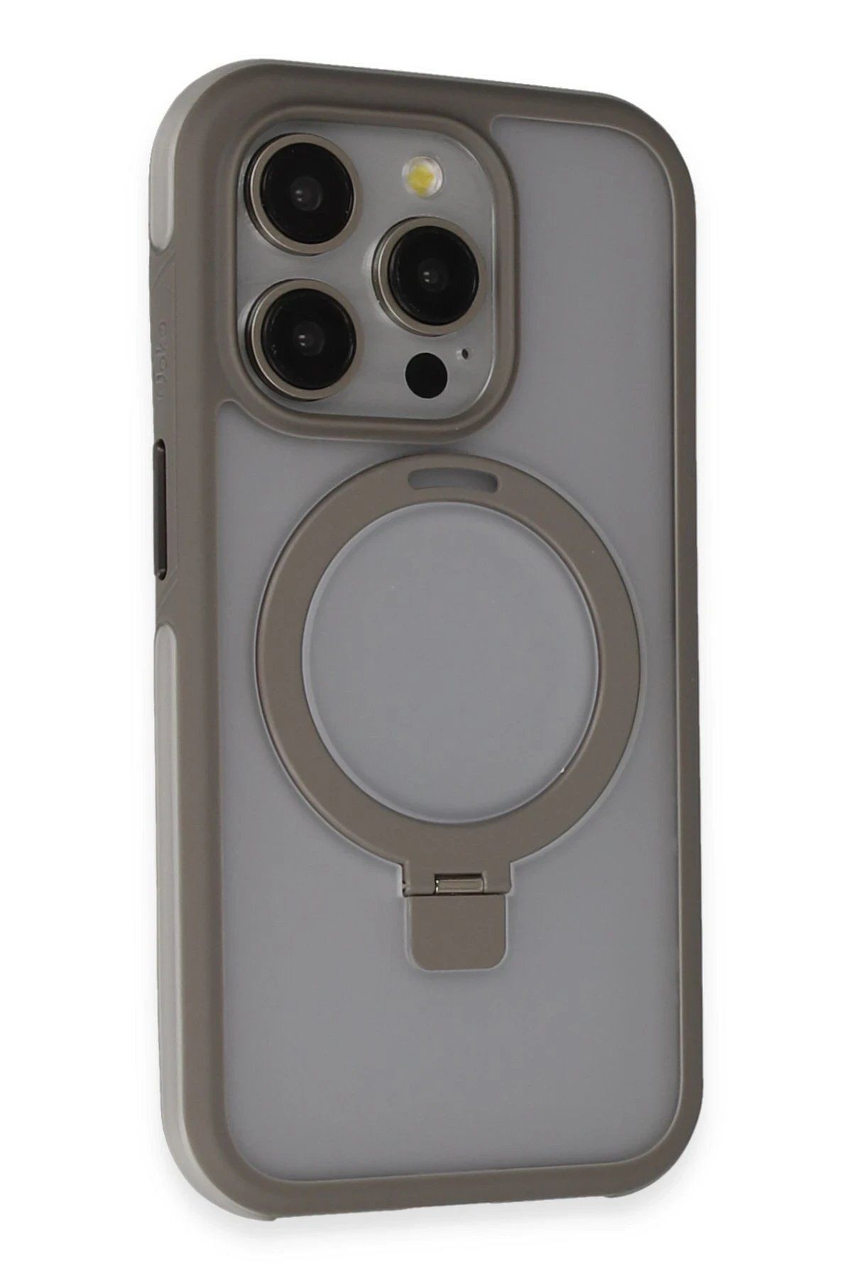 CepteToptan Joko iPhone 15 Pro Max Zorda Airbag Magsafe Standlı Kapak - Titan Gri