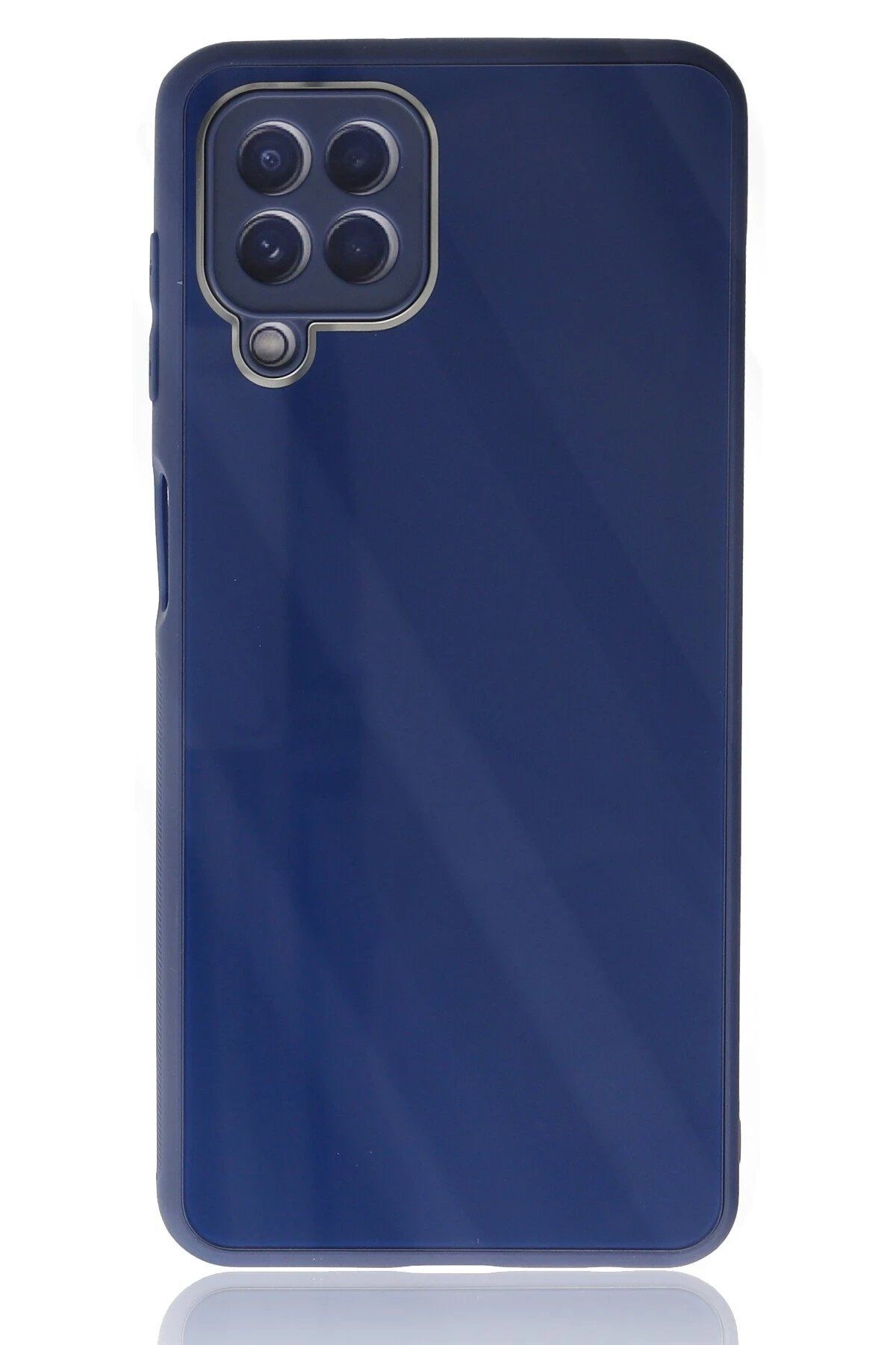 CepteToptan Newface Samsung Galaxy A22 Kılıf Glass Kapak - Lacivert