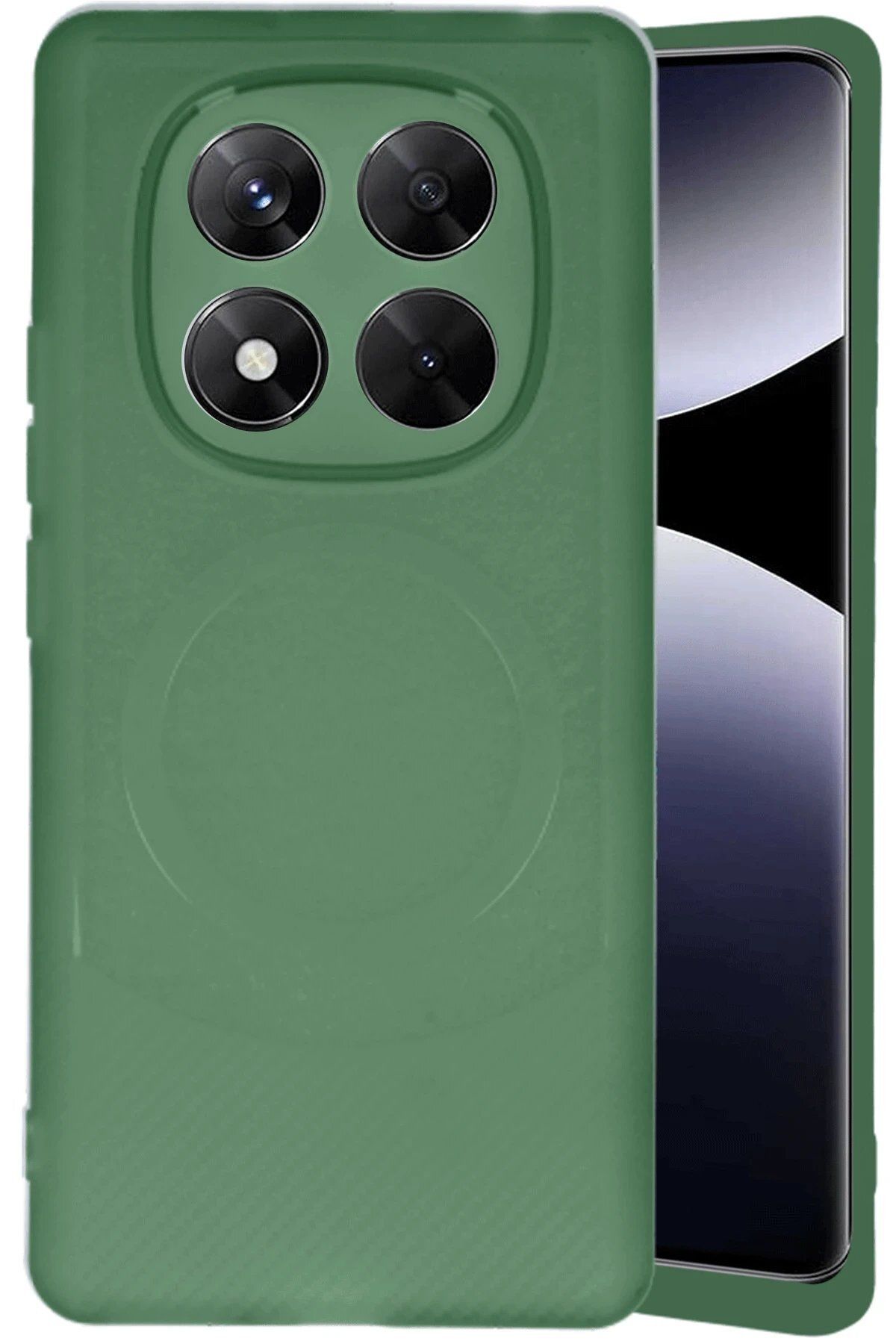 Toptan Bulurum Newface Xiaomi Redmi Note 14 Pro 5G Kılıf Maya Karbon Kapak - Koyu Yeşil