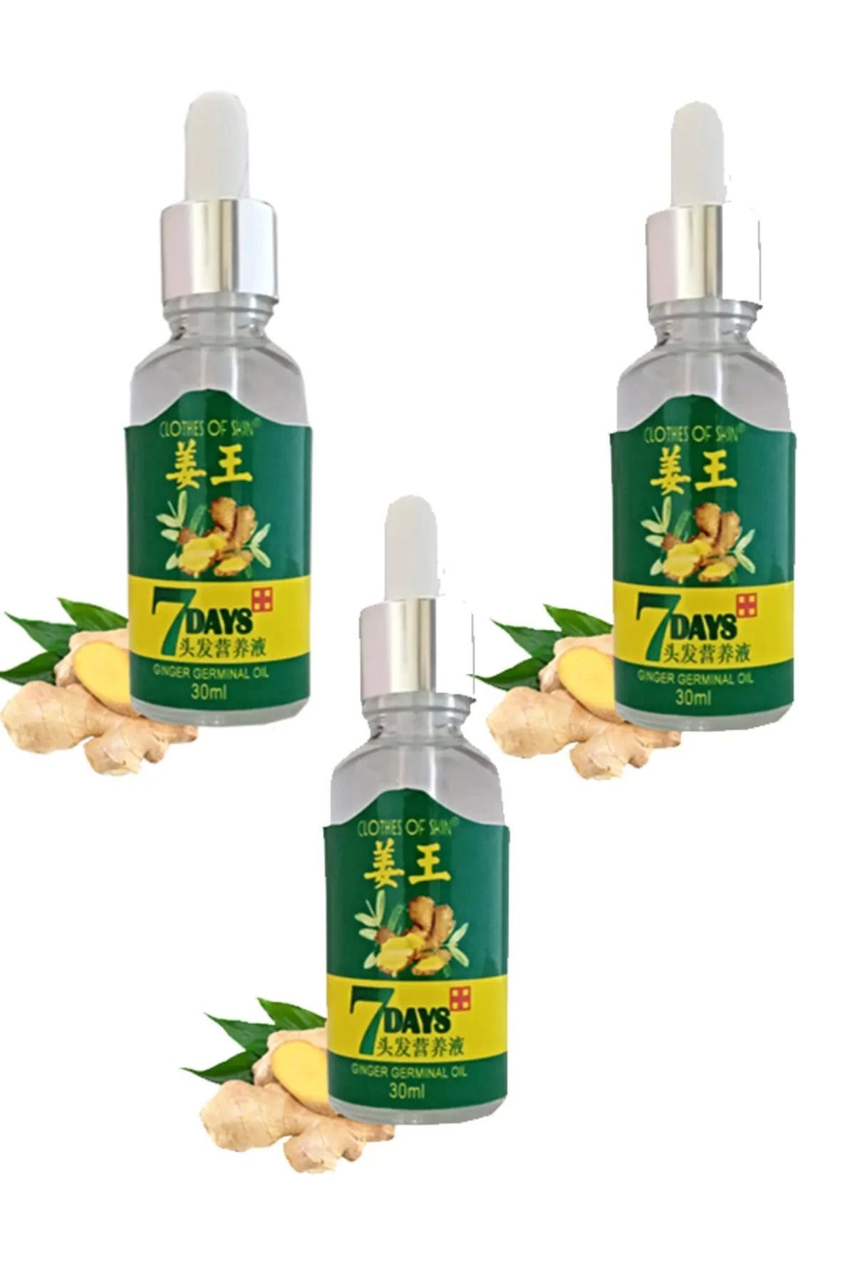 gizmurstore 7 Days Ginger Germinal Essential Oil Hair Growth Loss Treatment Serum Unisex 30 ml 3 Adet