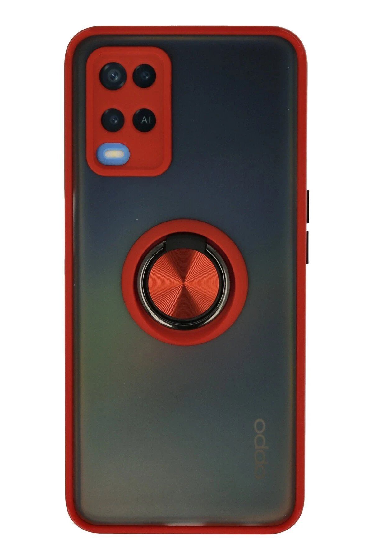 CepteToptan Newface Oppo A54 4G Kılıf Montreal Yüzüklü Silikon Kapak - Kırmızı