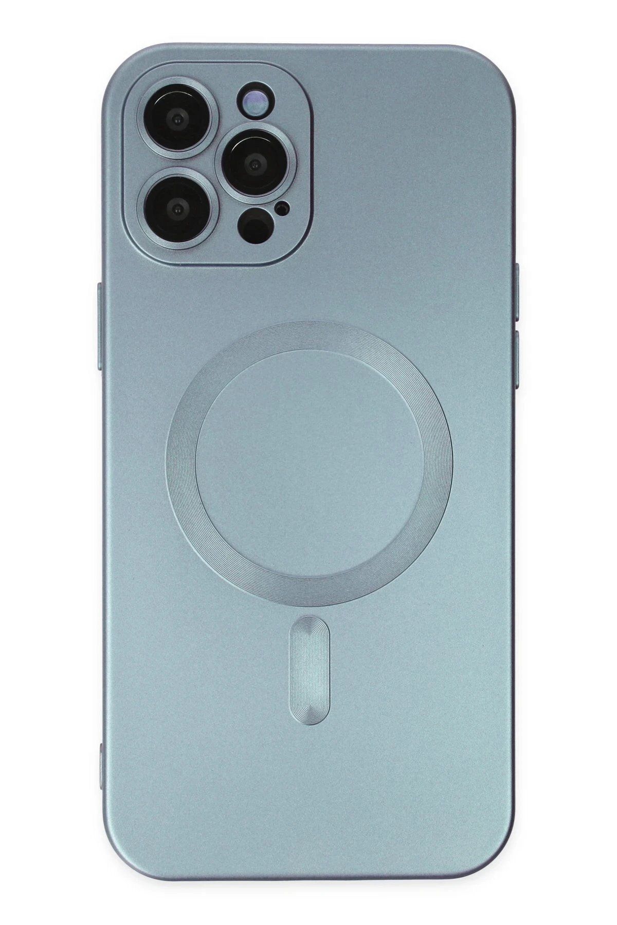 CepteToptan Newface iPhone 12 Pro Max Kılıf Moshi Lens Magneticsafe Silikon - Sierra Blue