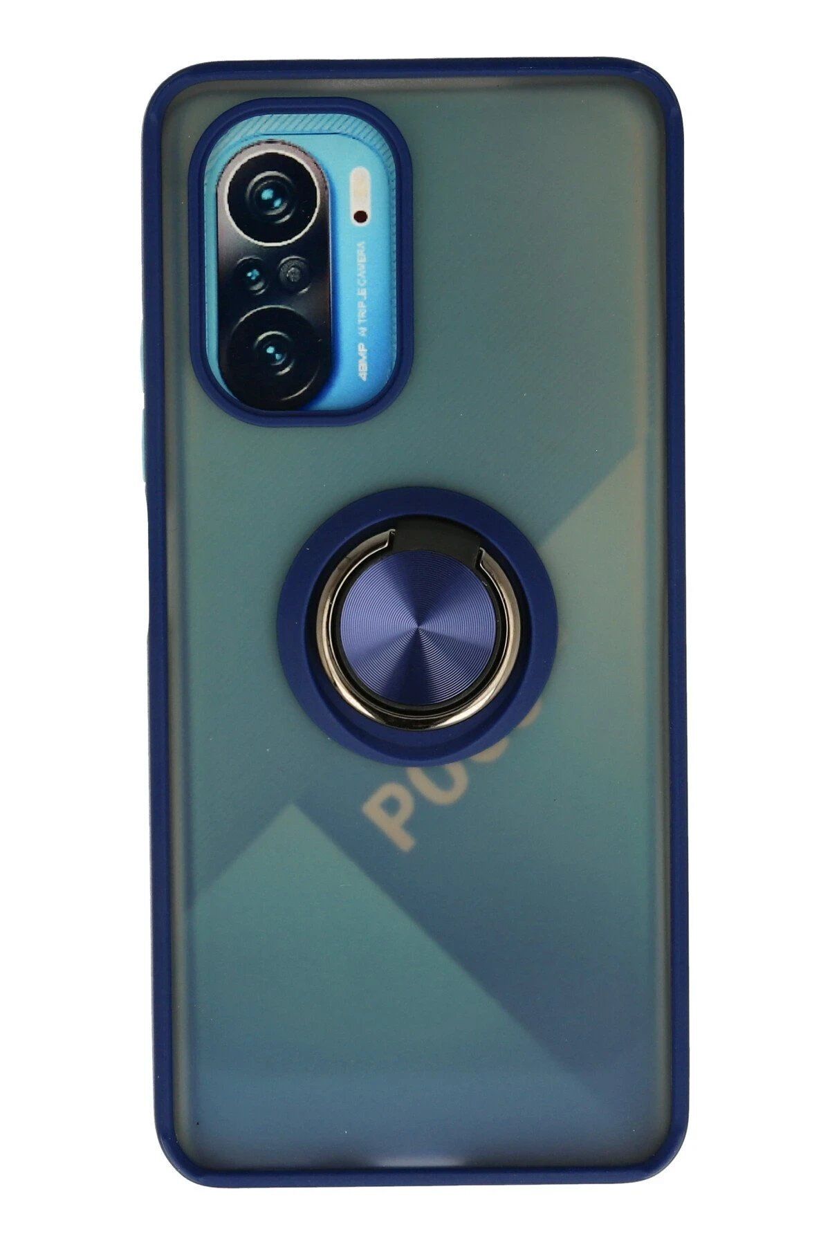CepteToptan Newface Xiaomi Redmi K40 Kılıf Montreal Yüzüklü Silikon Kapak - Lacivert