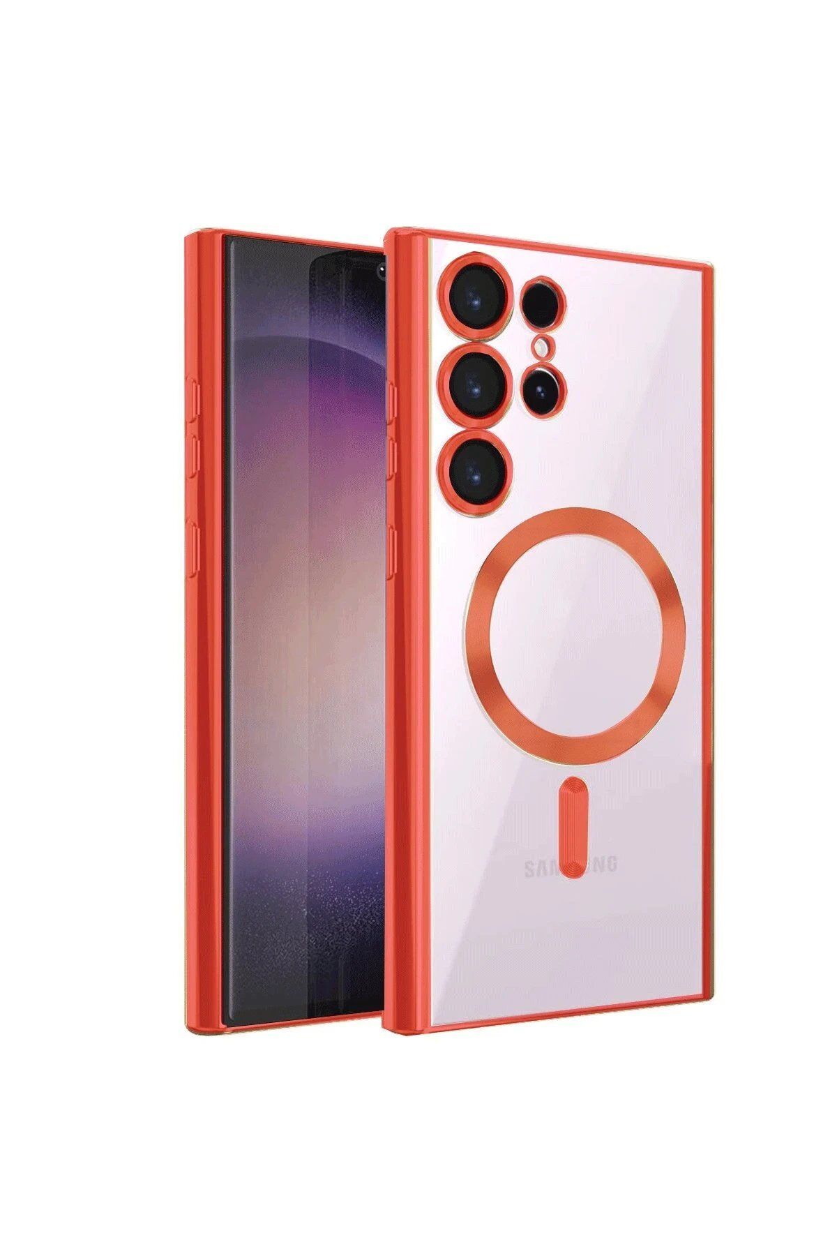 Toptan Bulurum Newface Samsung Galaxy S22 Ultra Kılıf Kross Magneticsafe Kapak - Kırmızı