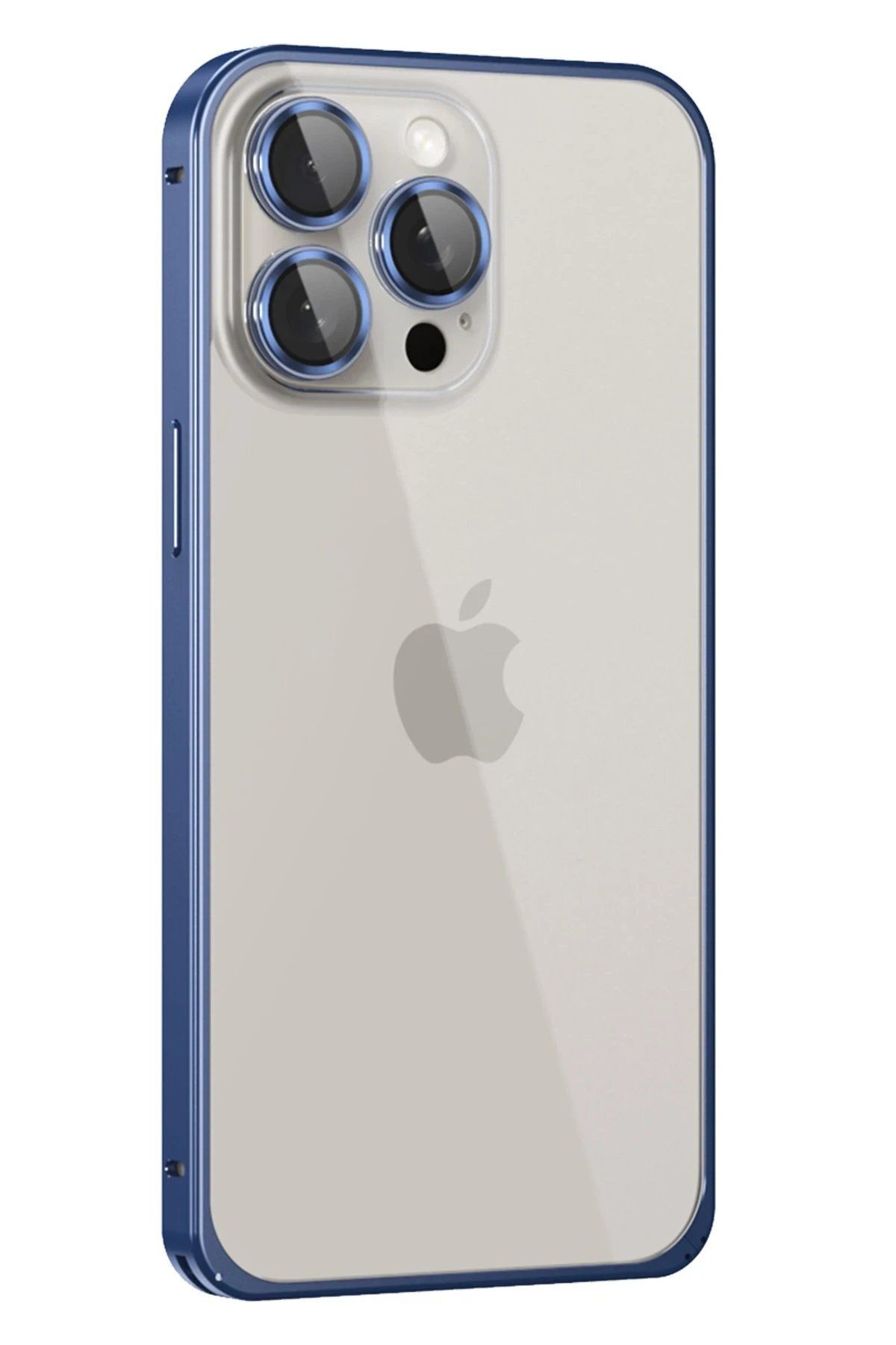 Joko iPhone 15 Pro Max Metal Bumper Mat Kapak - Lacivert