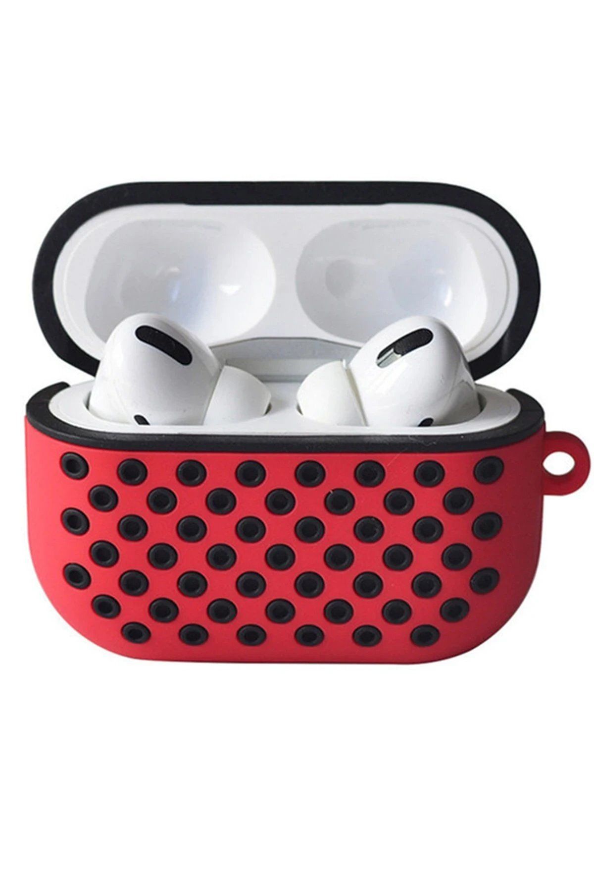 Toptan Bulurum Newface Airpods Pro 2 (2.nesil) Spor Delikli Kılıf - Kırmızı-Siyah