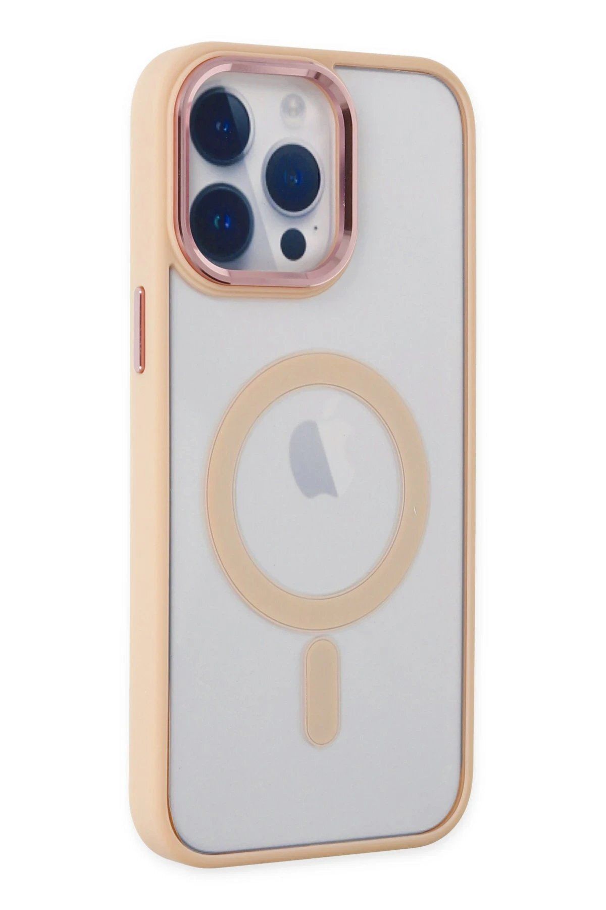 CepteToptan Newface iPhone 14 Pro Max Kılıf Room Magneticsafe Silikon - Pudra