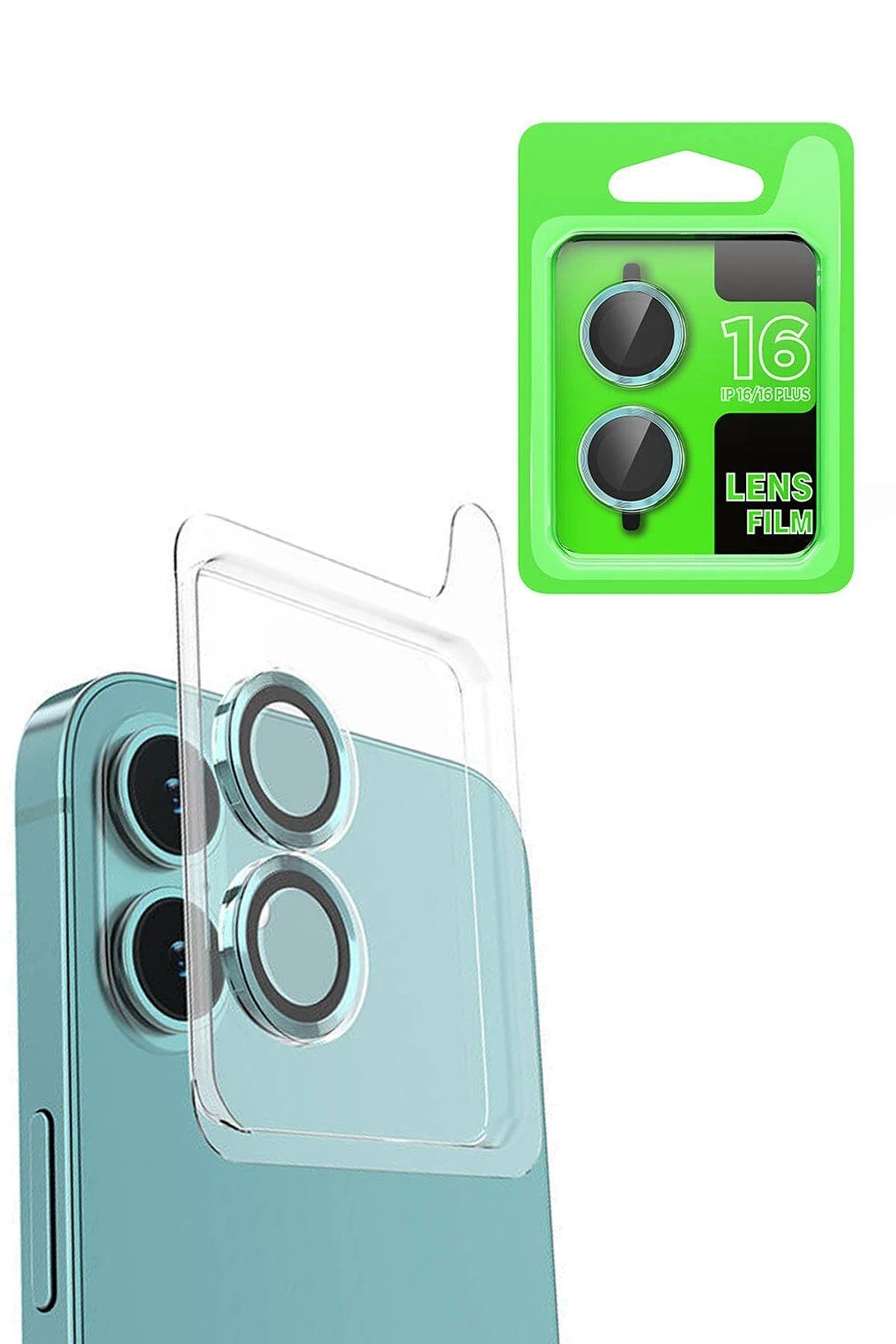 Toptan Bulurum Newface iPhone 16 Plus Raze Metal Kamera Lens - Turkuaz