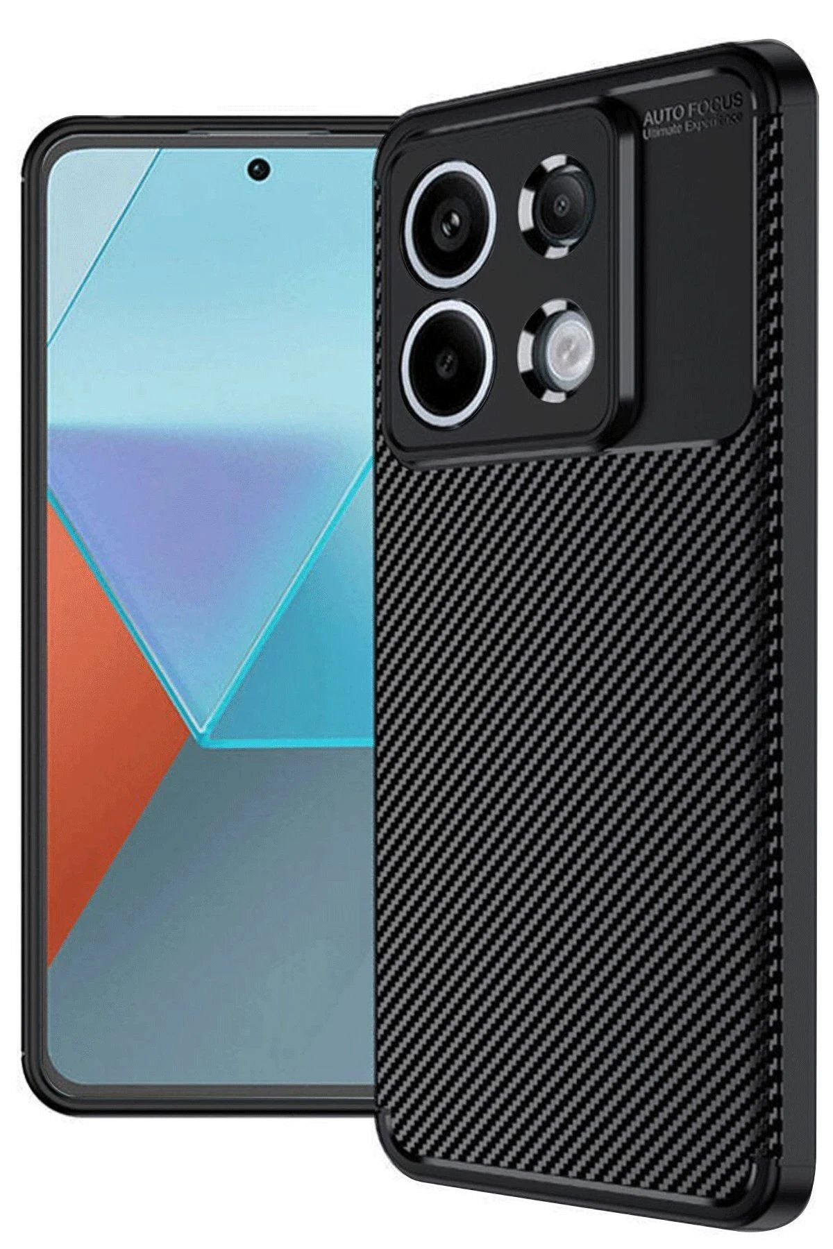 BIGBOYCL Xiaomi Redmi Note 13 Pro 4G Kılıf Auto Focus Karbon Kapak - Siyah – Darbe Koruma