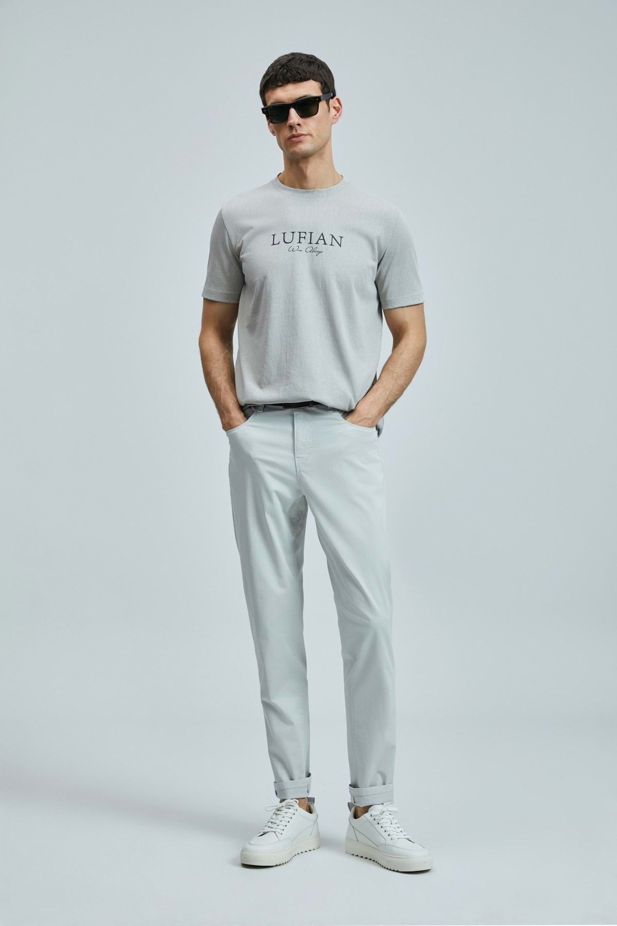 Lufian 111020238 Love Modern Grafik T- Shirt Erkek Tişort BEJ