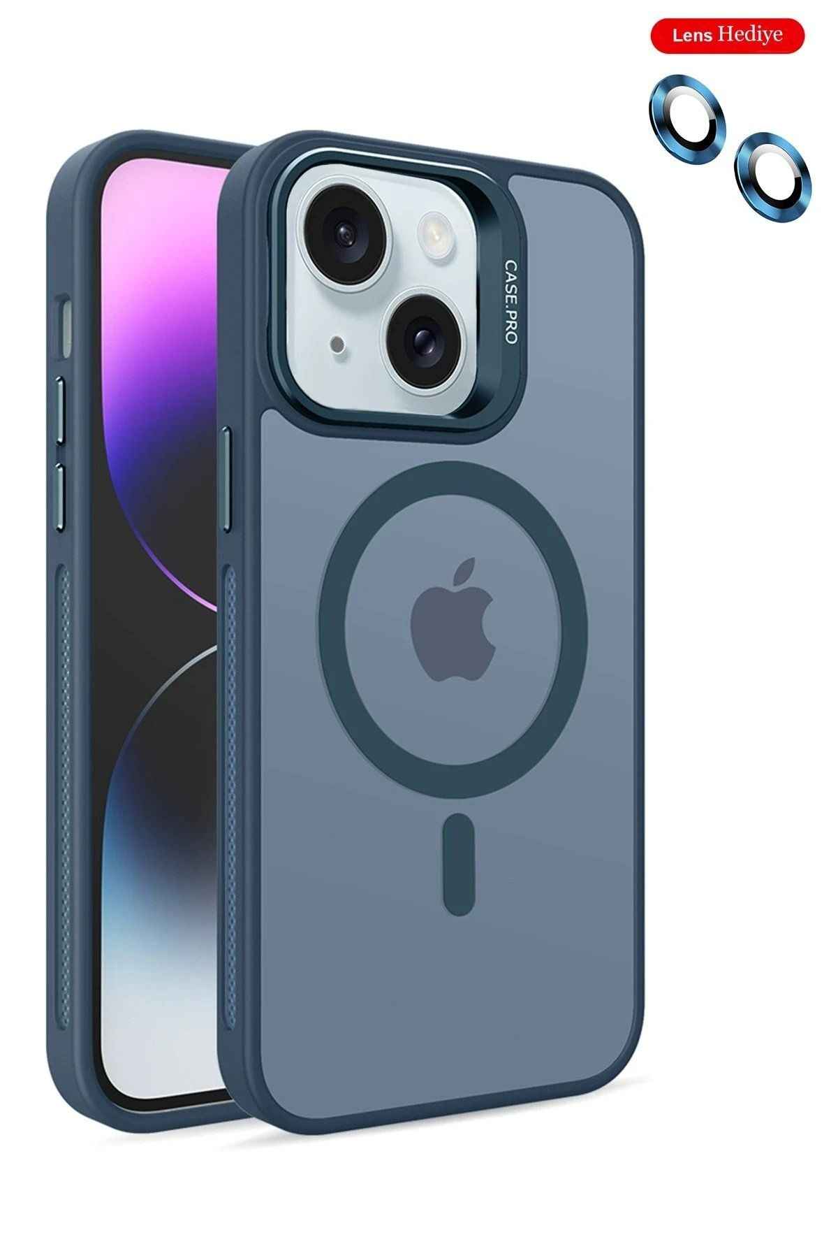 Joko iPhone 14 Kılıf Flet Lens Magsafe Kapak - Lacivert