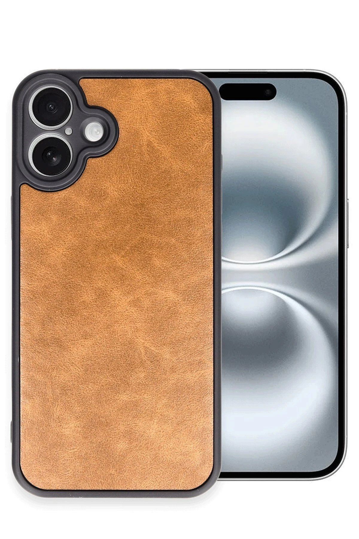 CepteToptan Newface iPhone 16 Plus Kılıf Aras Deri Kapak - Taba