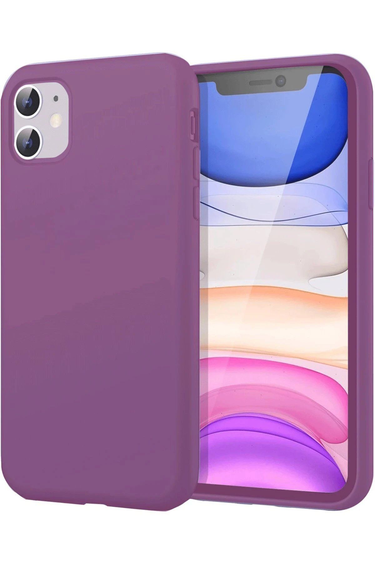 CepteToptan Newface iPhone 11 Kılıf First Silikon - Mürdüm