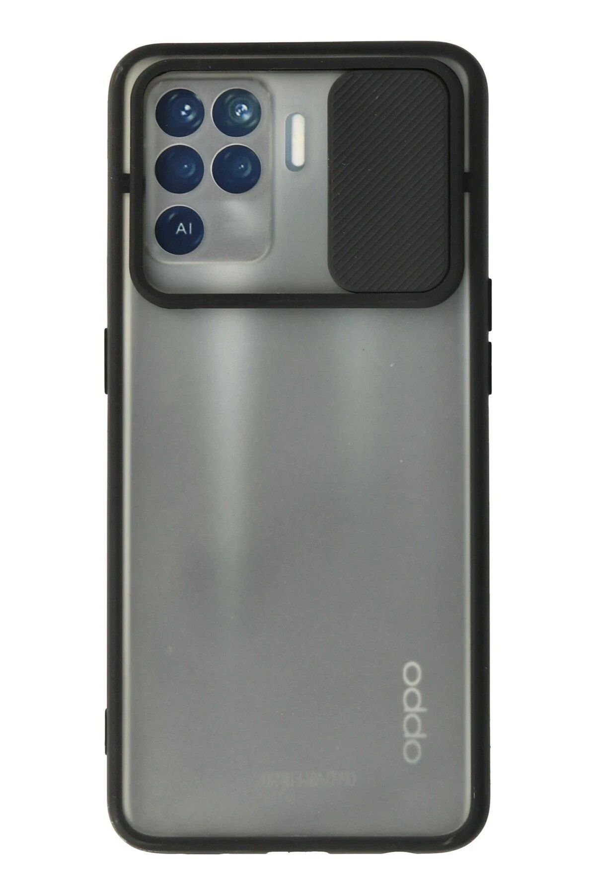 CepteToptan Newface Oppo Reno 5 Lite Kılıf Palm Buzlu Kamera Sürgülü Silikon - Siyah