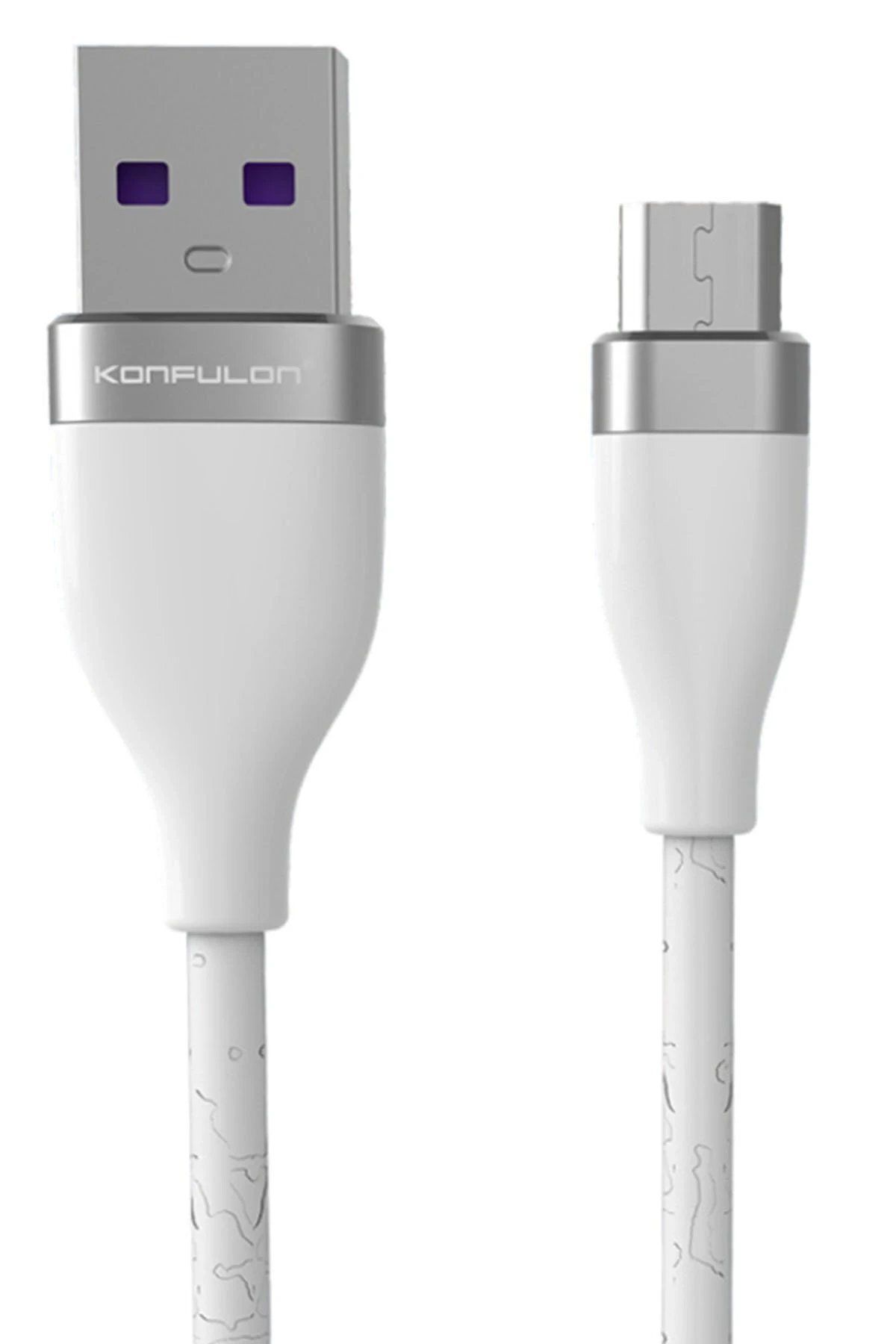 CepteToptan Konfulon S82 Seramik Uçlu Micro USB Kablo 1M 3.1A - Beyaz
