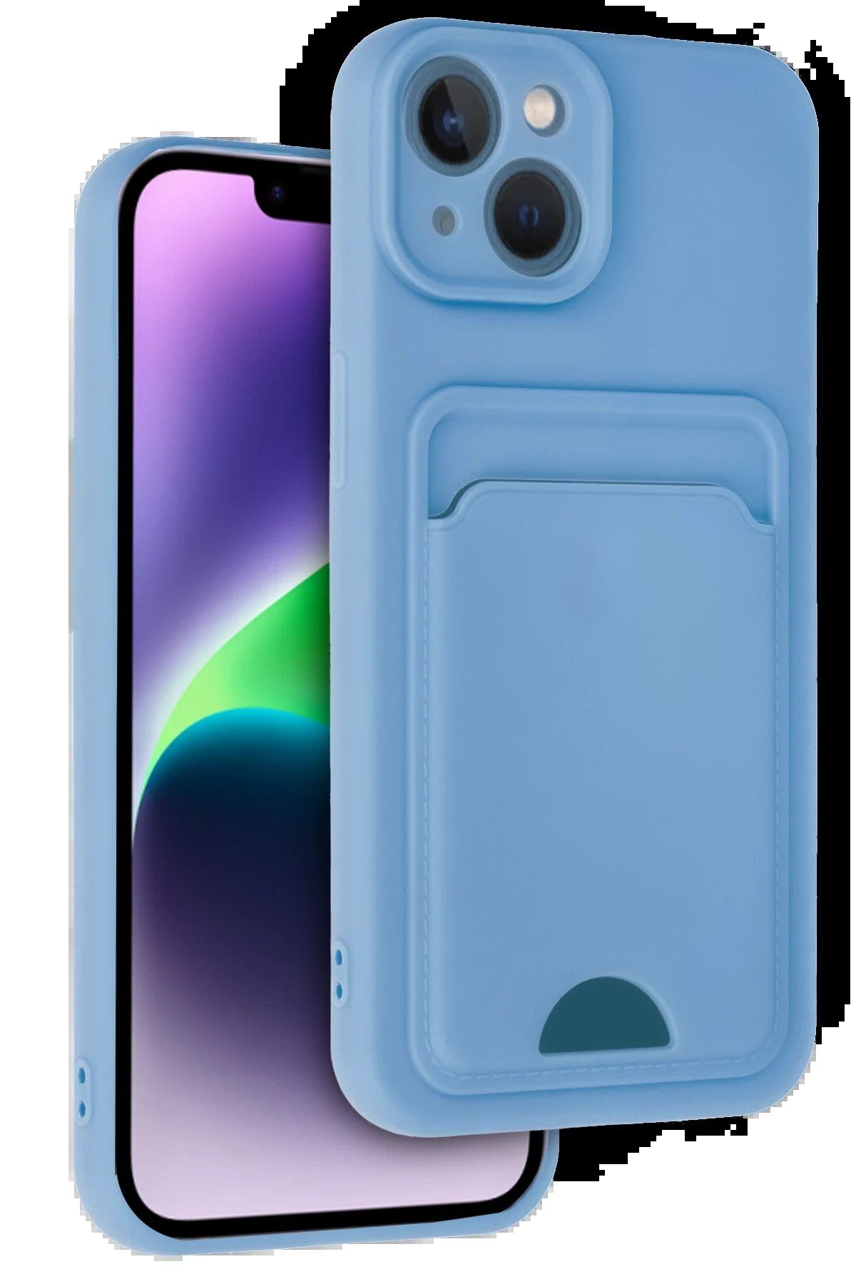 Toptan Bulurum Newface iPhone 14 Kılıf Kelvin Kartvizitli Silikon - Mavi