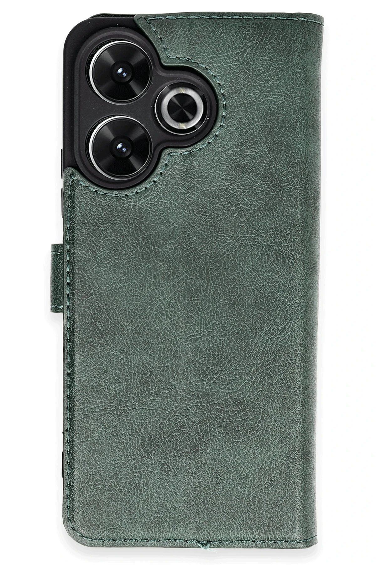 CepteToptan Newface Xiaomi Redmi 13 4G Kılıf Trend S Plus Kapaklı Kılıf - Yeşil