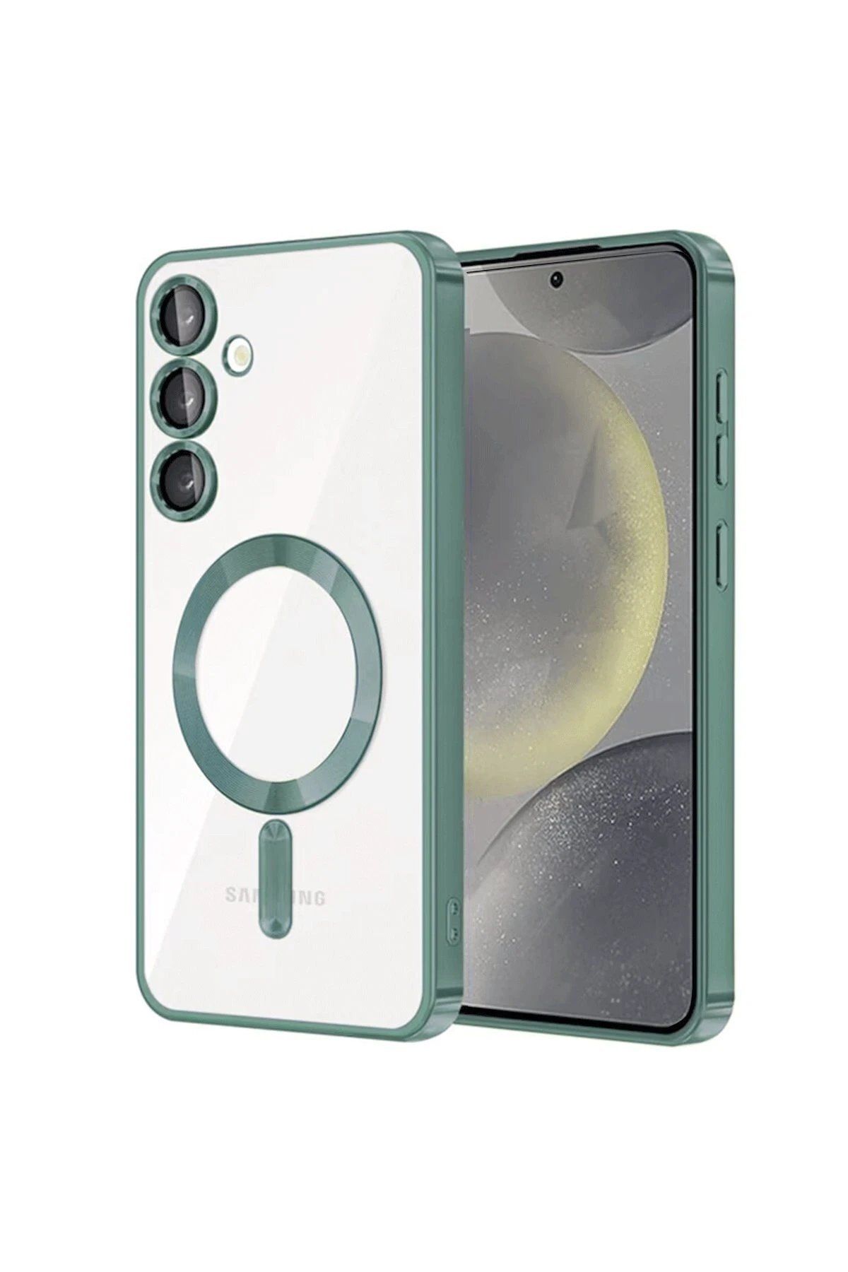 CepteToptan Newface Samsung Galaxy S24 Kılıf Kross Magneticsafe Kapak - Koyu Yeşil