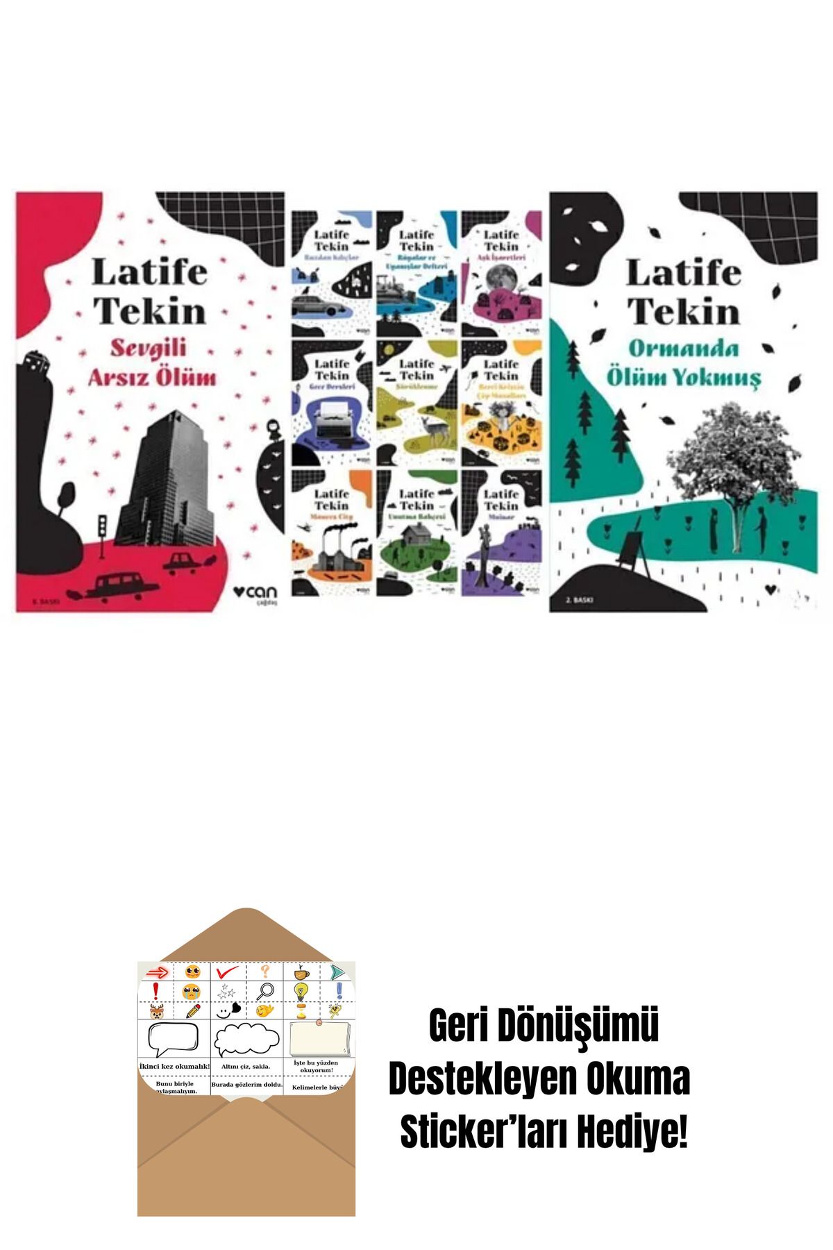 Can Yayınları Latife Tekin 11 Kitap Set + Okuma Sticker'ları