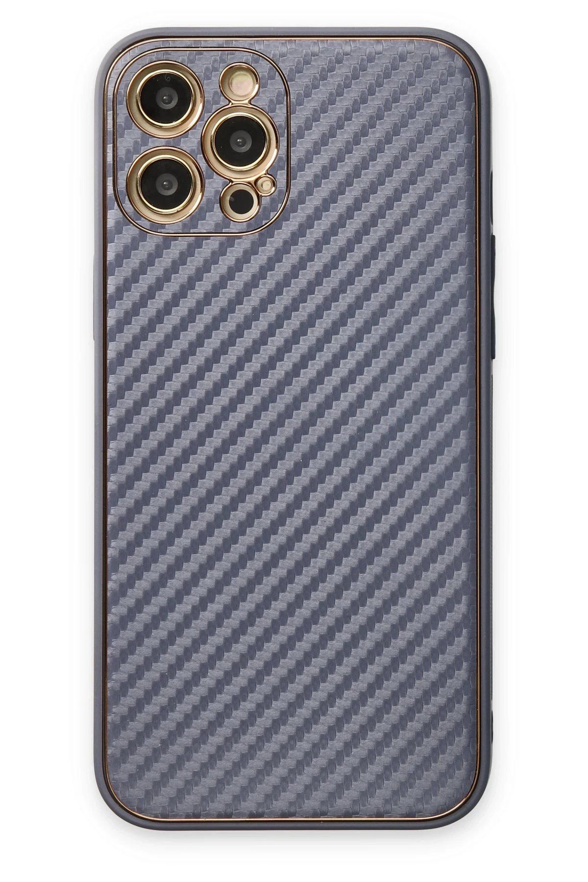 CepteToptan Newface iPhone 12 Pro Max Kılıf Coco Karbon Silikon - Gri