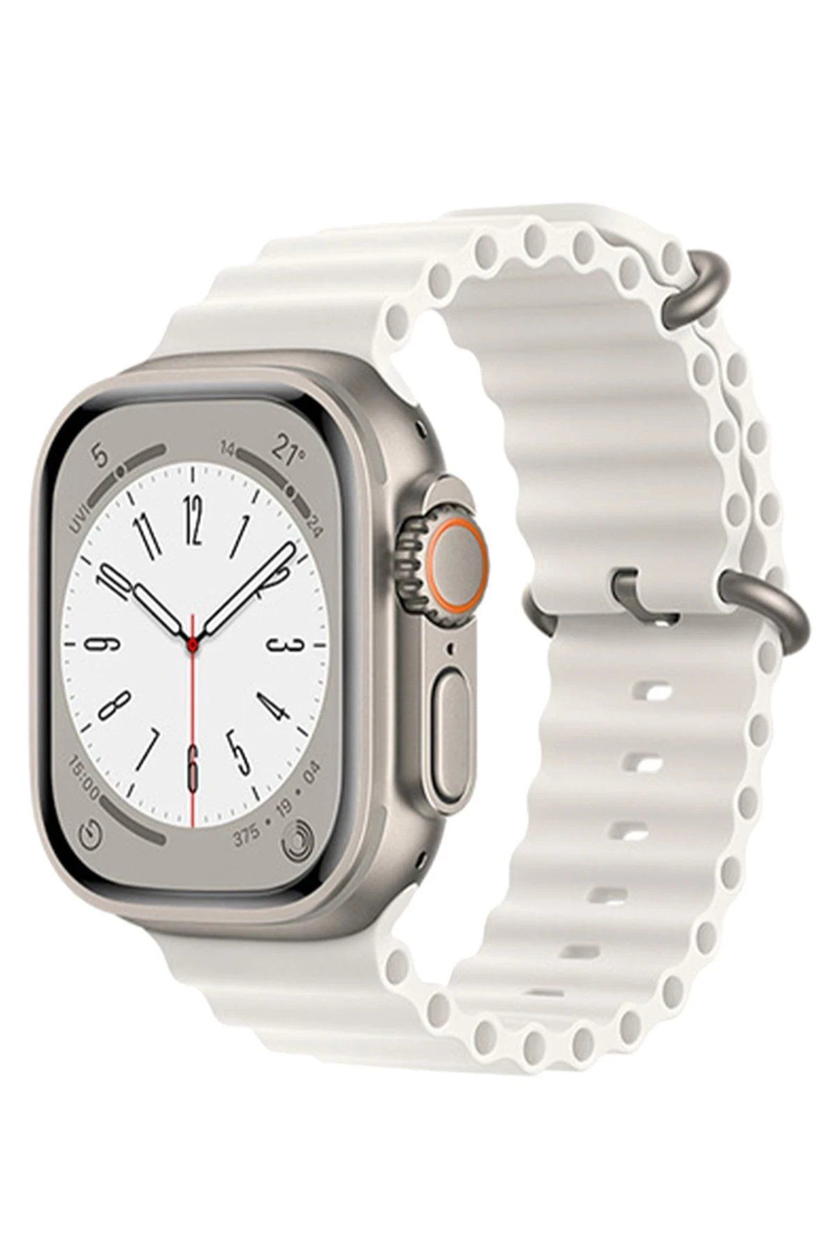 CepteToptan Newface Apple Watch 42mm uyumlu   Ocean Kordon - Beyaz