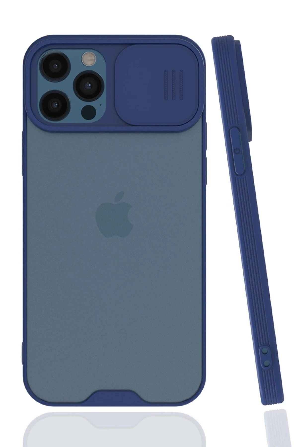 nerede bulurum Newface iPhone 12 Pro Max Kılıf Platin Kamera Koruma Silikon - Lacivert