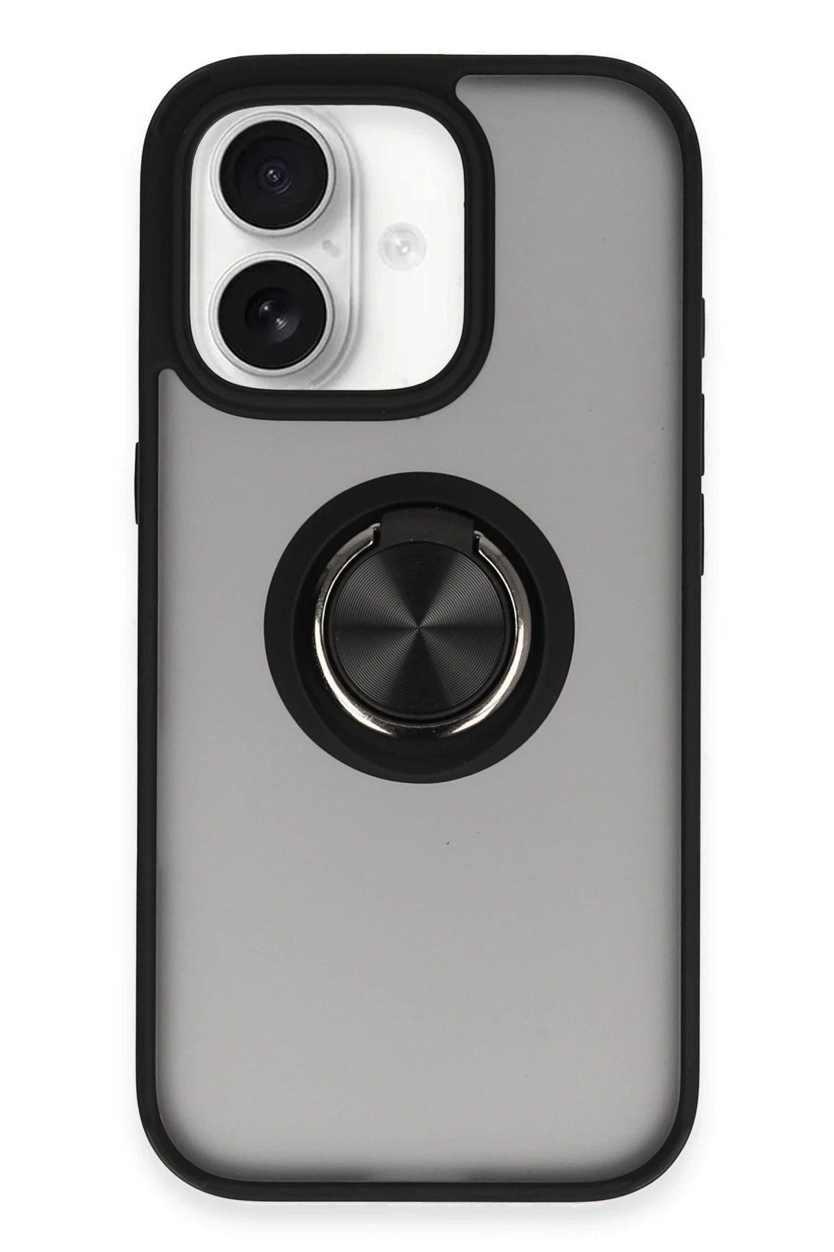 CepteToptan Newface iPhone 16 Kılıf Montreal Yüzüklü Silikon Kapak - Siyah