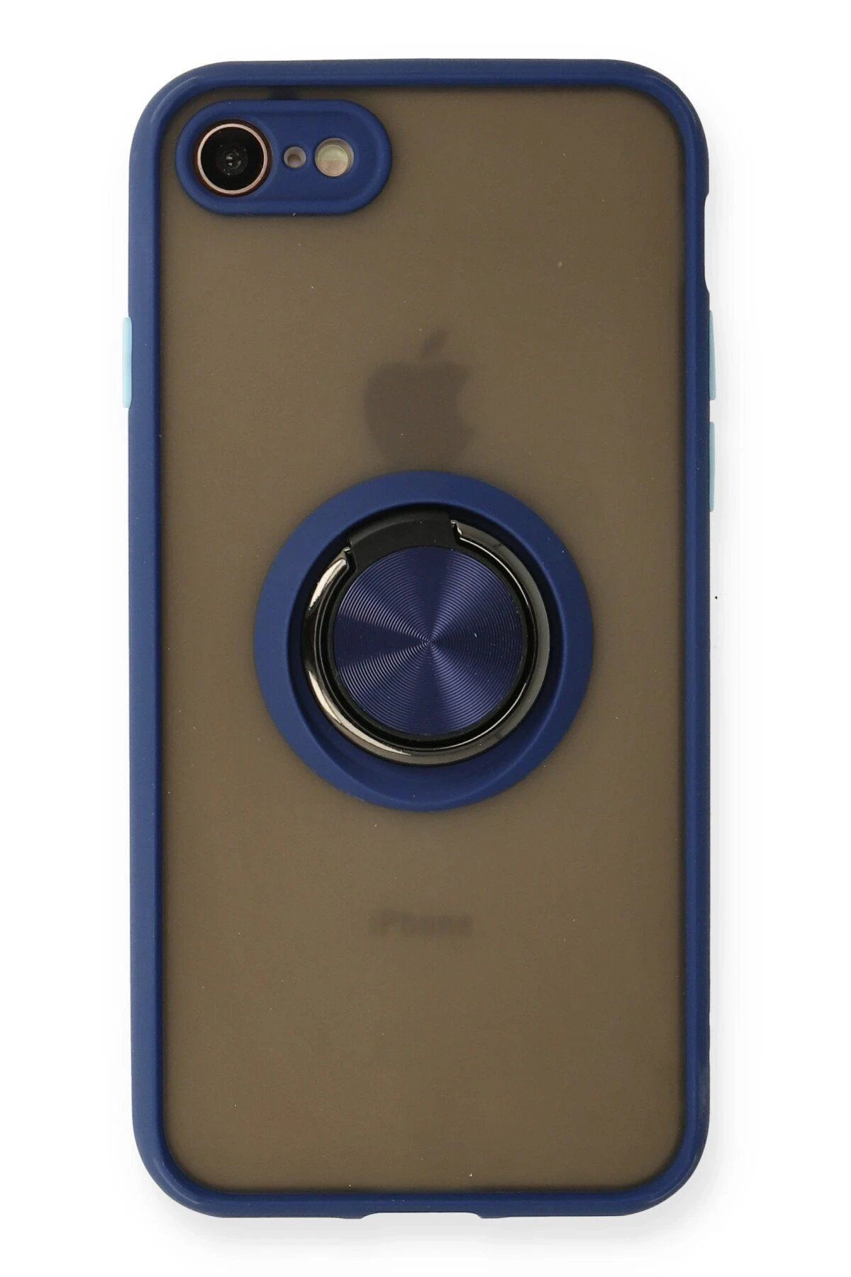 CepteToptan Newface iPhone 7 Kılıf Montreal Yüzüklü Silikon Kapak - Lacivert