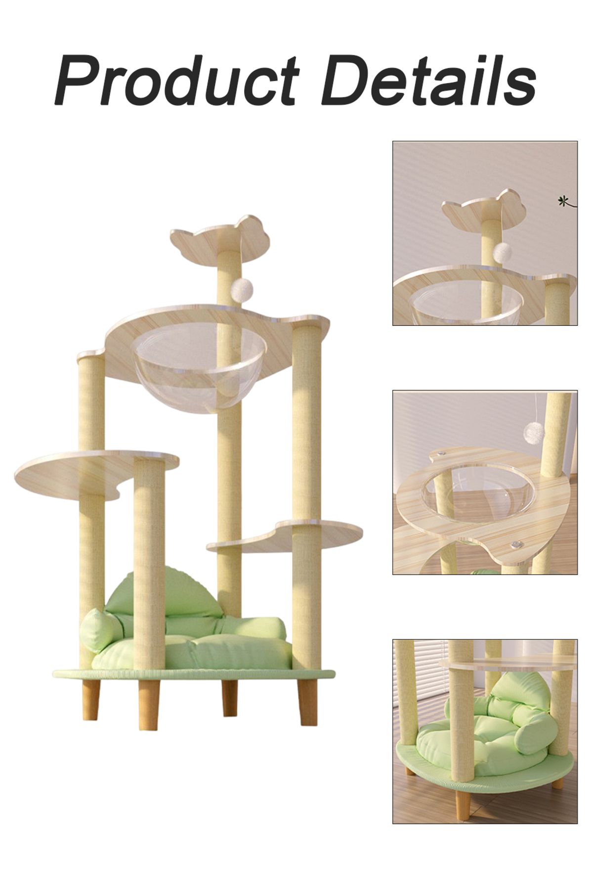 KidLe-Cat Climbing Frame Transparent Capsule Cat Tree Cat Scratching Post 3