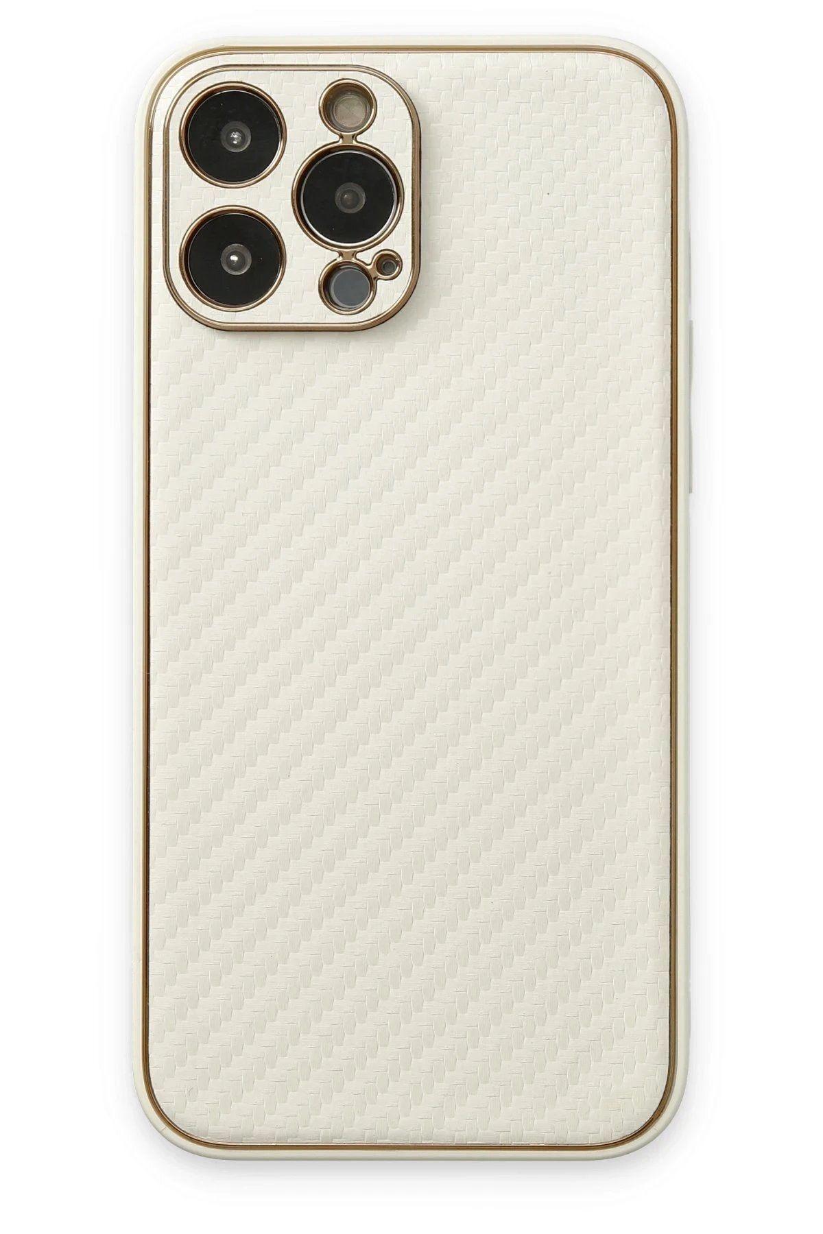 CepteToptan Newface iPhone 13 Pro Kılıf Coco Karbon Silikon - Beyaz
