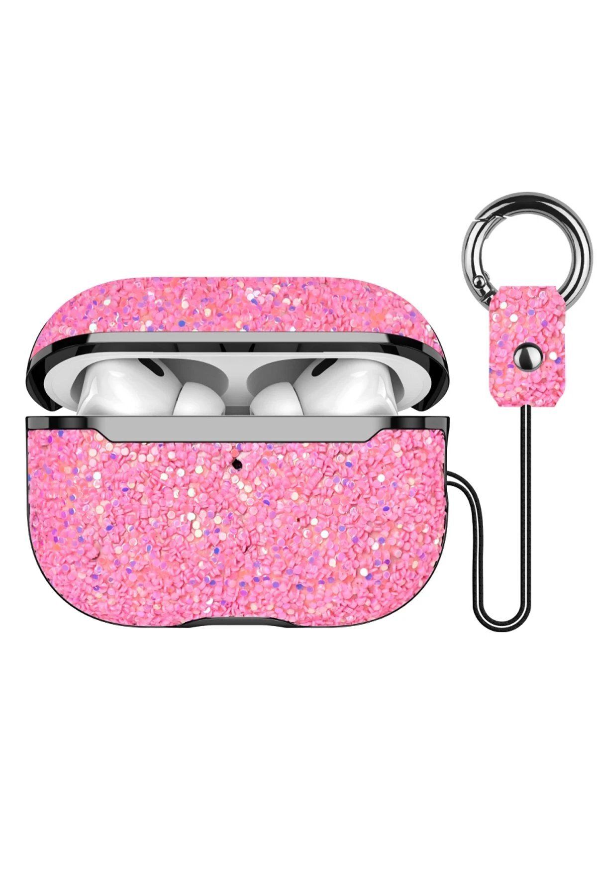 CepteToptan Onegif Airpods Pro 2 (2.nesil) Bright Simli Airpods Kapak - Pembe