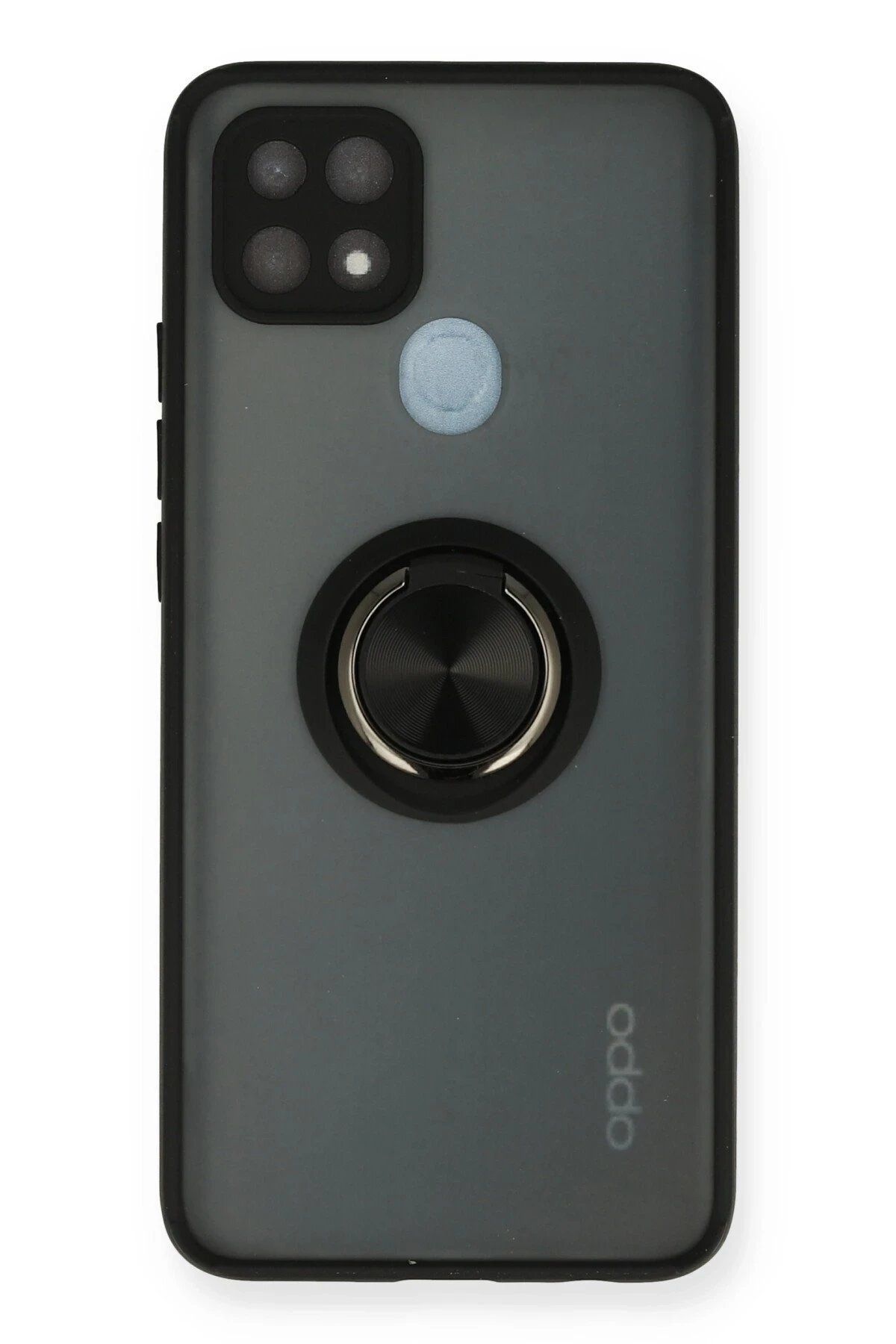 CepteToptan Newface Oppo A15 Kılıf Montreal Yüzüklü Silikon Kapak - Siyah