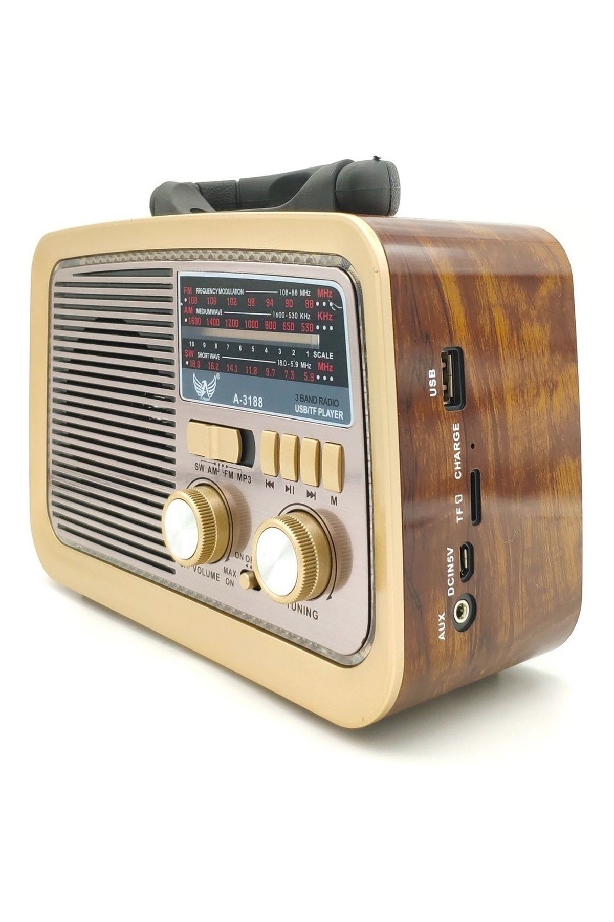 OBRAX Nostalji Klasik Radyo Ahşap Usb Bluetooth 3 Band Klasik Radyo