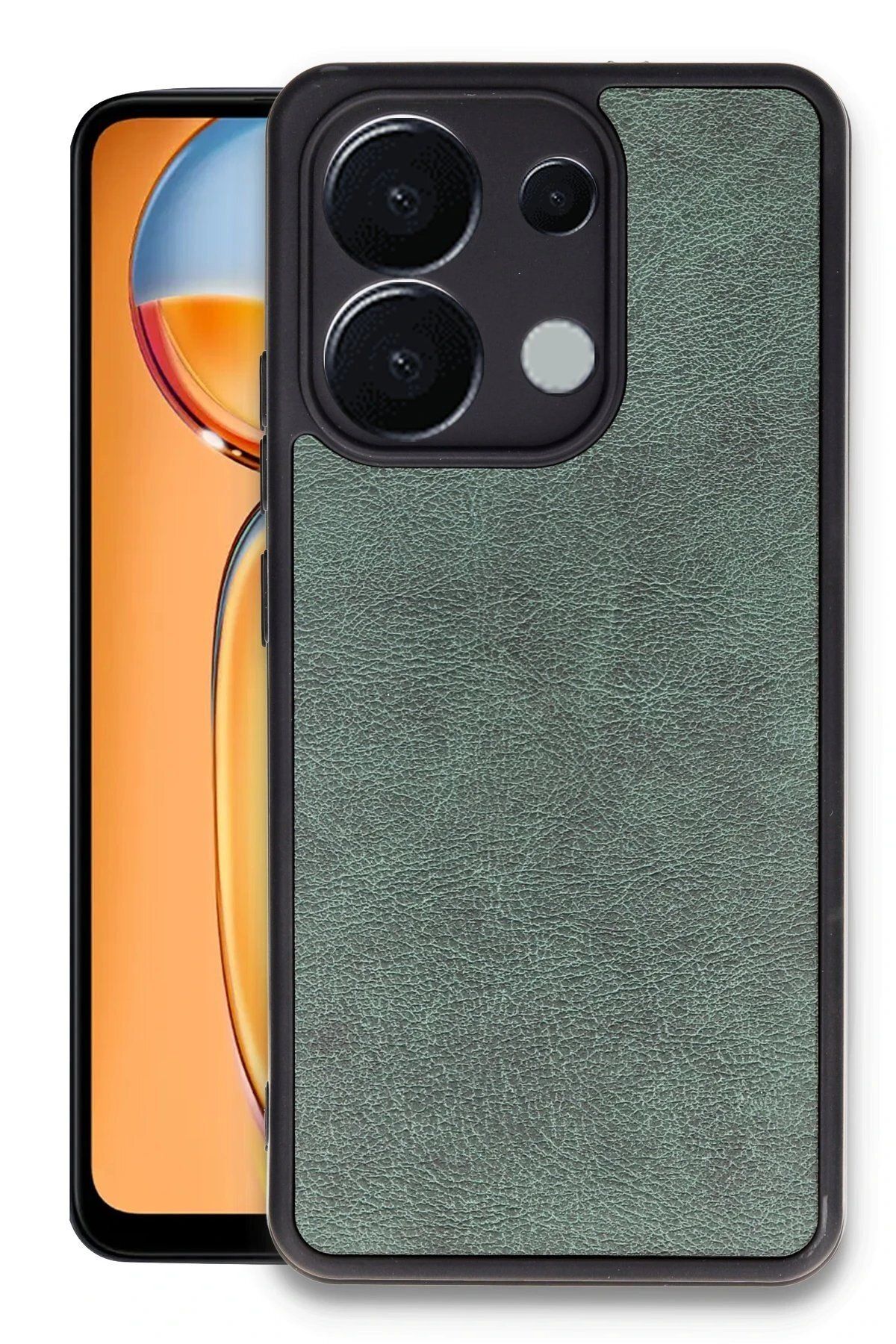 CepteToptan Newface Xiaomi Redmi Note 13 4G Kılıf Aras Deri Kapak - Koyu Yeşil