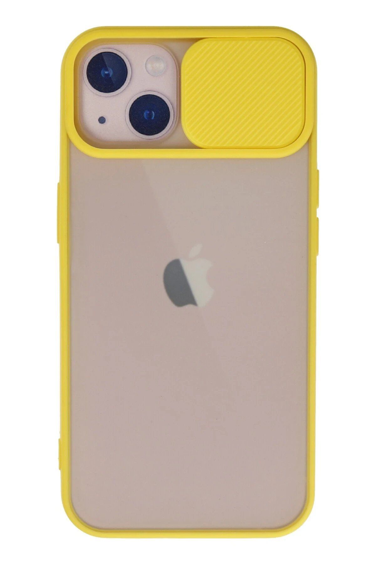 CepteToptan Newface iPhone 13 Kılıf Palm Buzlu Kamera Sürgülü Silikon - Sarı