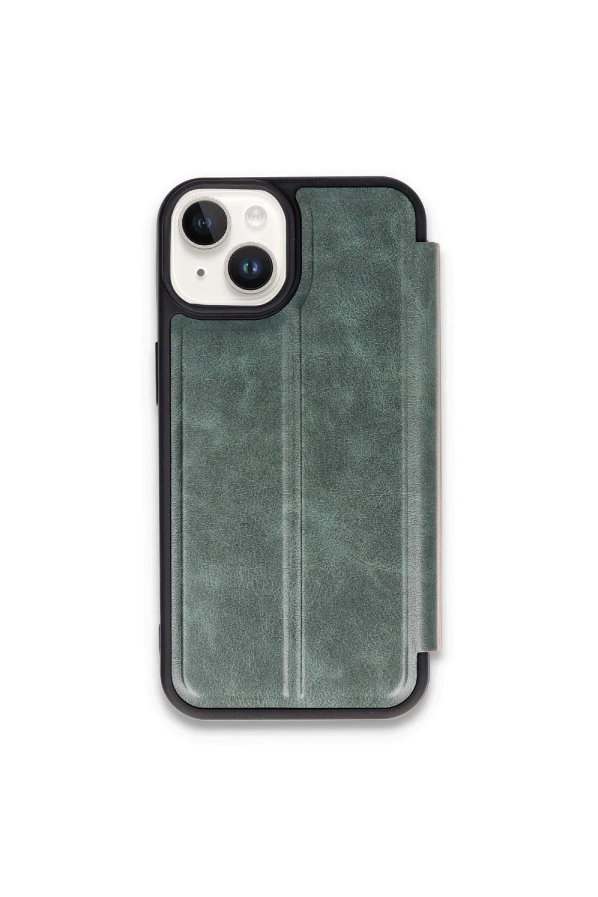 CepteToptan Newface iPhone 15 Kılıf Flip Cover - Koyu Yeşil
