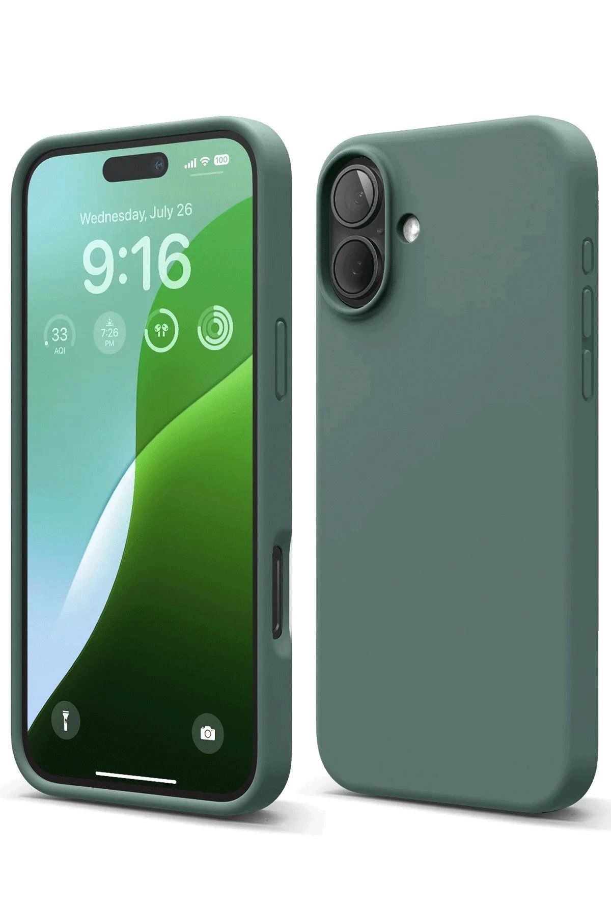 CepteToptan Newface iPhone 16 Plus Kılıf Nano içi Kadife Silikon - Koyu Yeşil