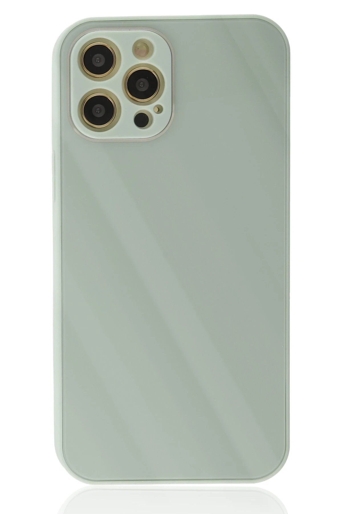 CepteToptan Newface iPhone 12 Pro Kılıf Glass Kapak - Turkuaz