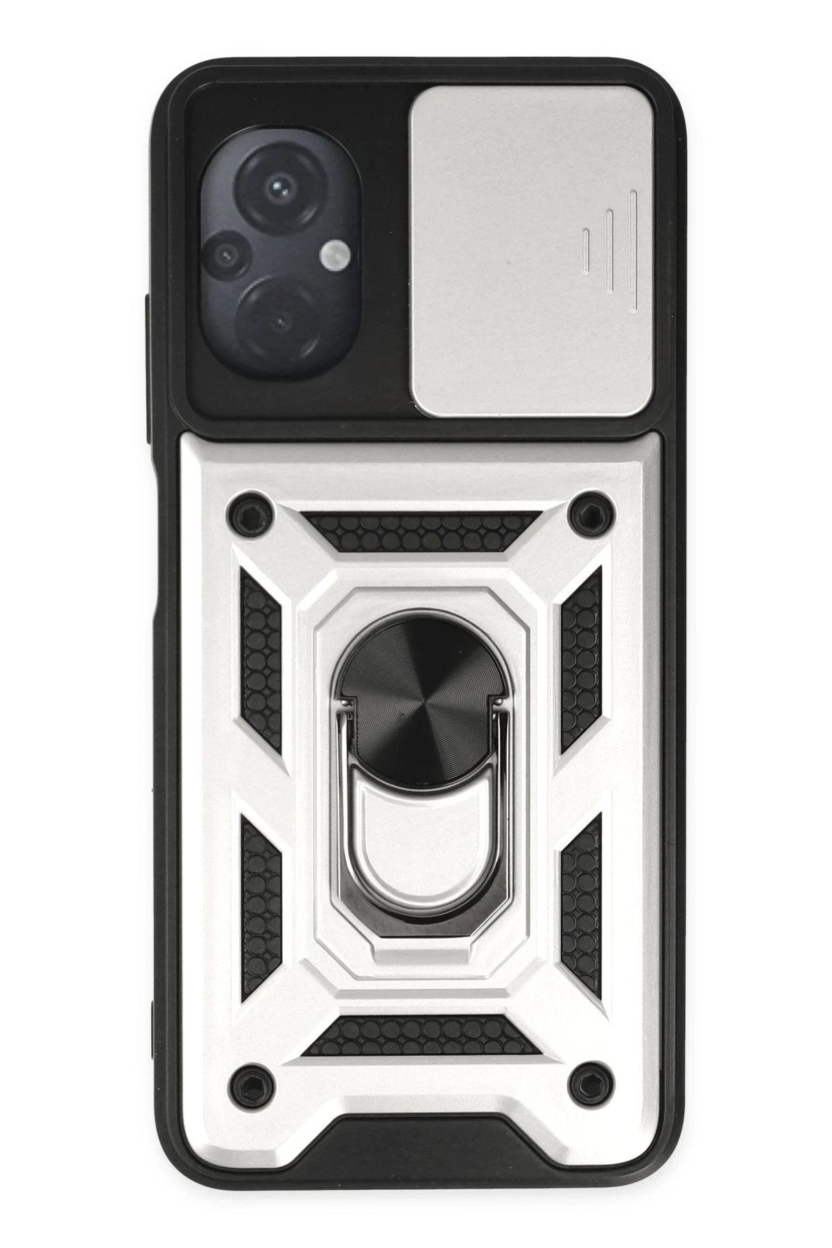 CepteToptan Newface Xiaomi Poco M5 Kılıf Pars Lens Yüzüklü Silikon - Gümüş