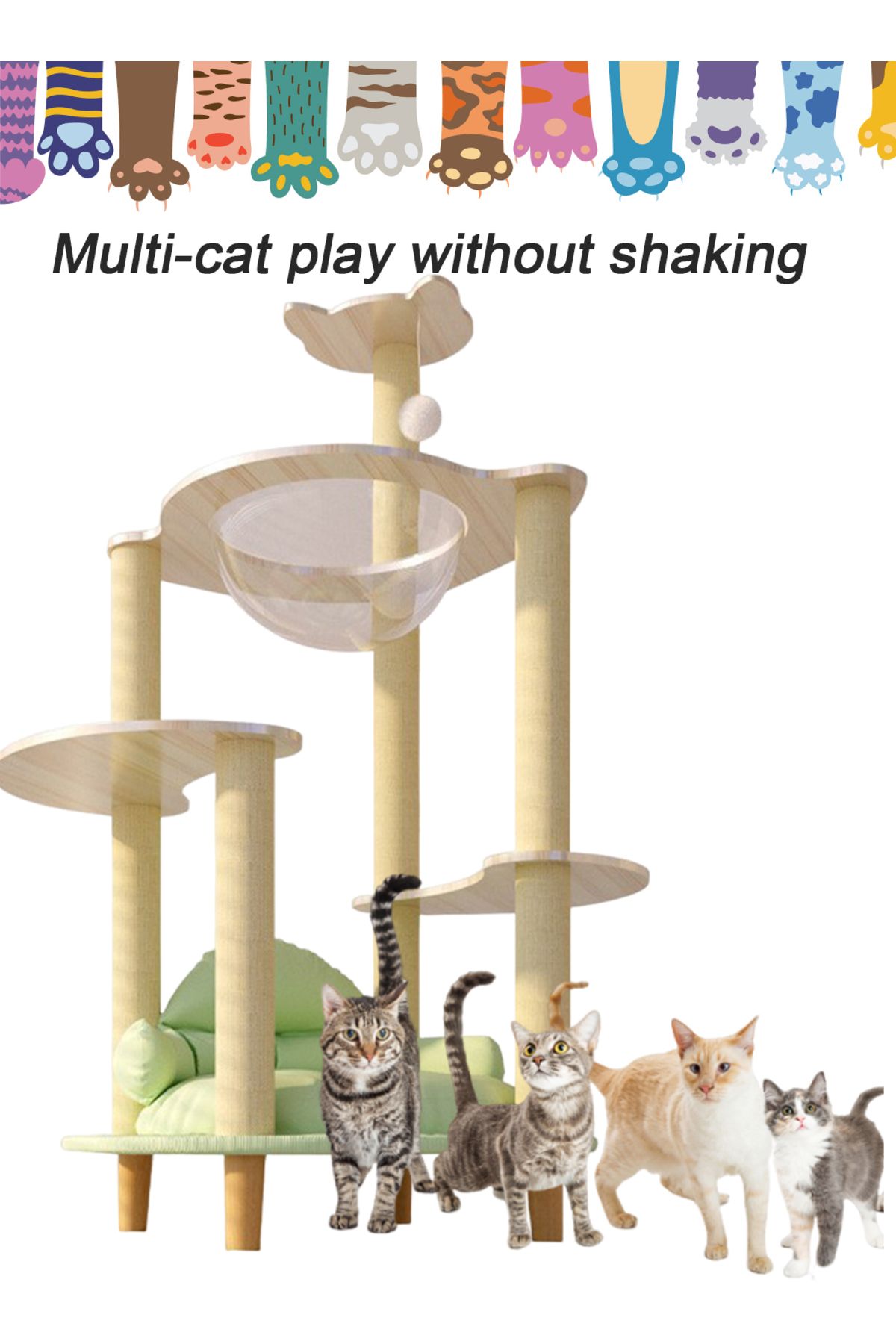 KidLe-Cat Climbing Frame Transparent Capsule Cat Tree Cat Scratching Post 4