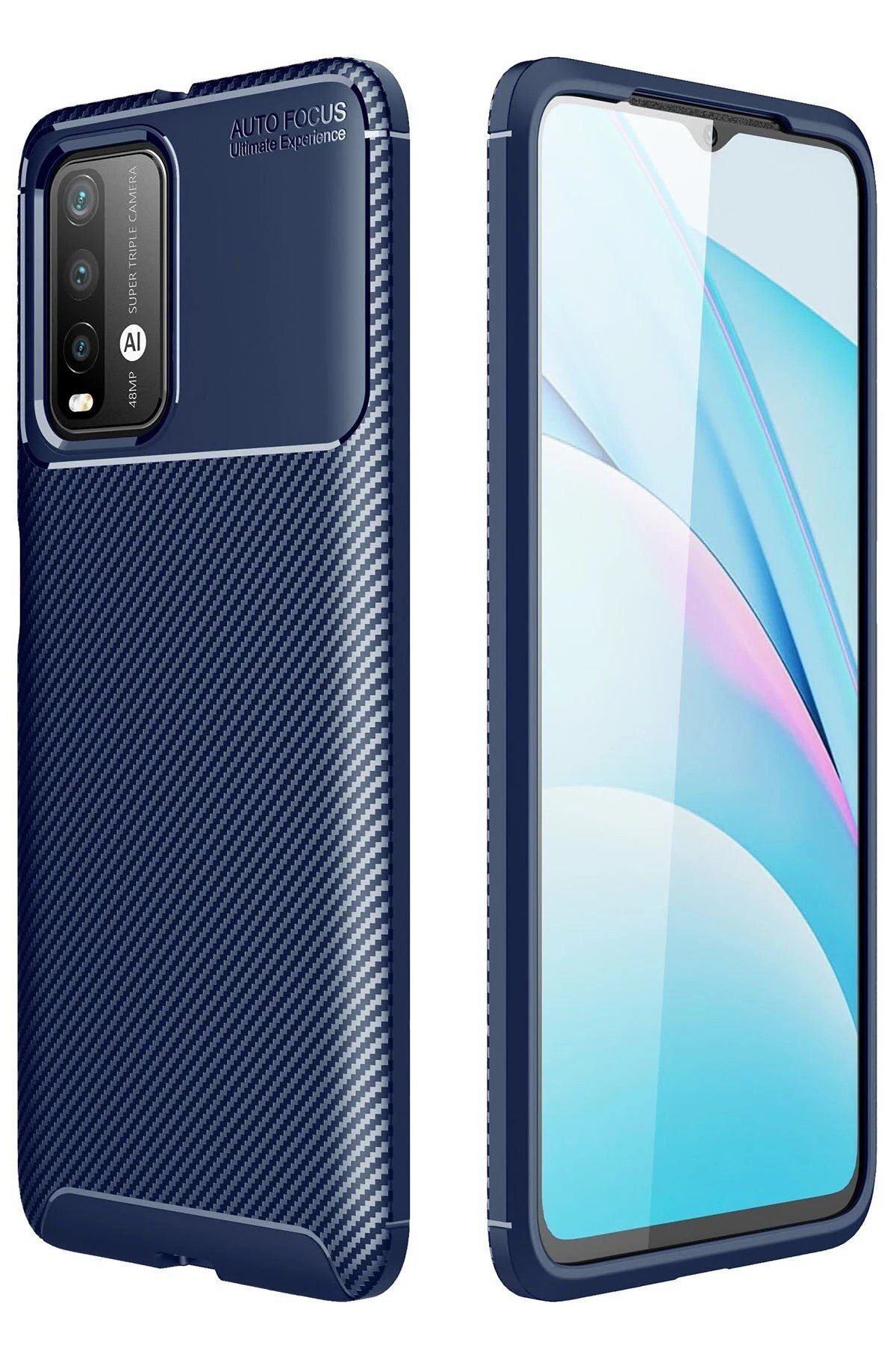 CepteToptan Newface Xiaomi Redmi 9T Kılıf Auto Focus Karbon Kapak - Lacivert