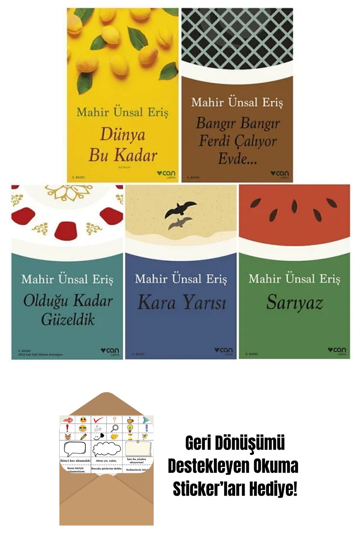 Can Yayınları Mahir Ünsal Eriş 5 Kitap Set + Okuma Sticker'ları