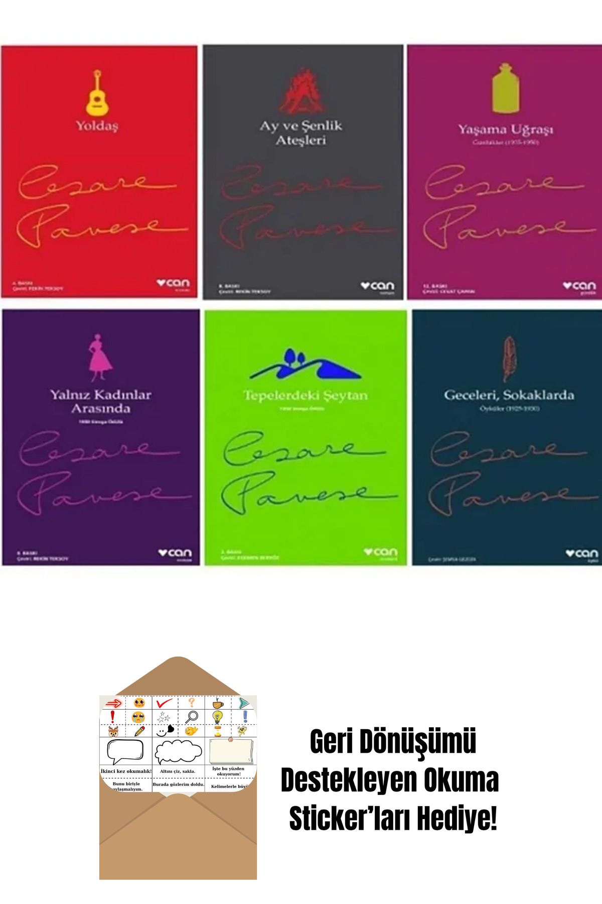 Can Yayınları Cesare Pavese 6 Kitap Set + Okuma Sticker'ları