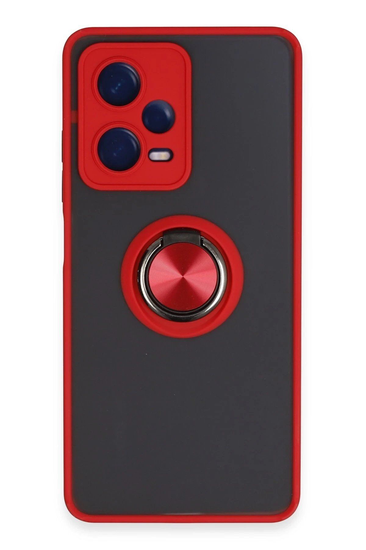 CepteToptan Newface Xiaomi Redmi Note 12 5G Kılıf Montreal Yüzüklü Silikon Kapak - Kırmızı