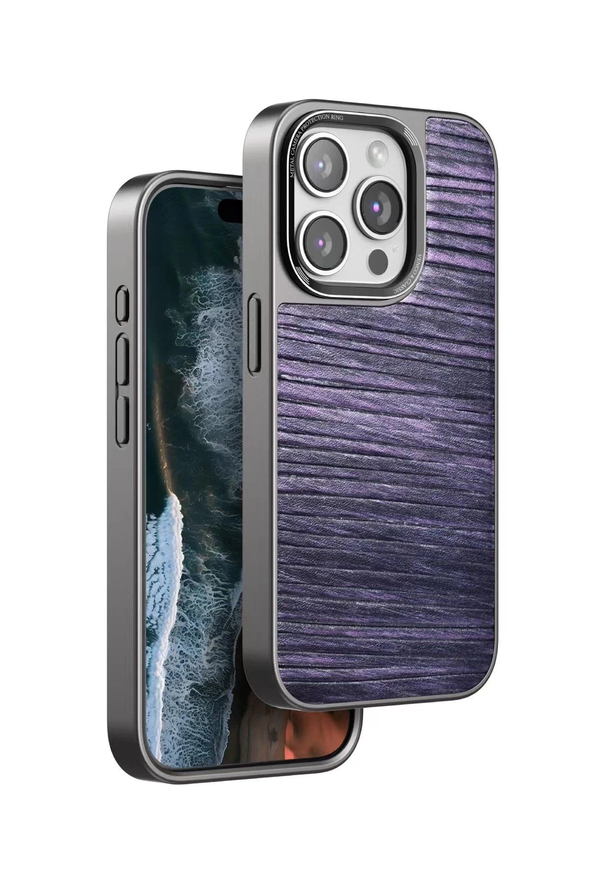 CepteToptan Venco iPhone 14 Pro Max Wave Kapak - Derin Mor